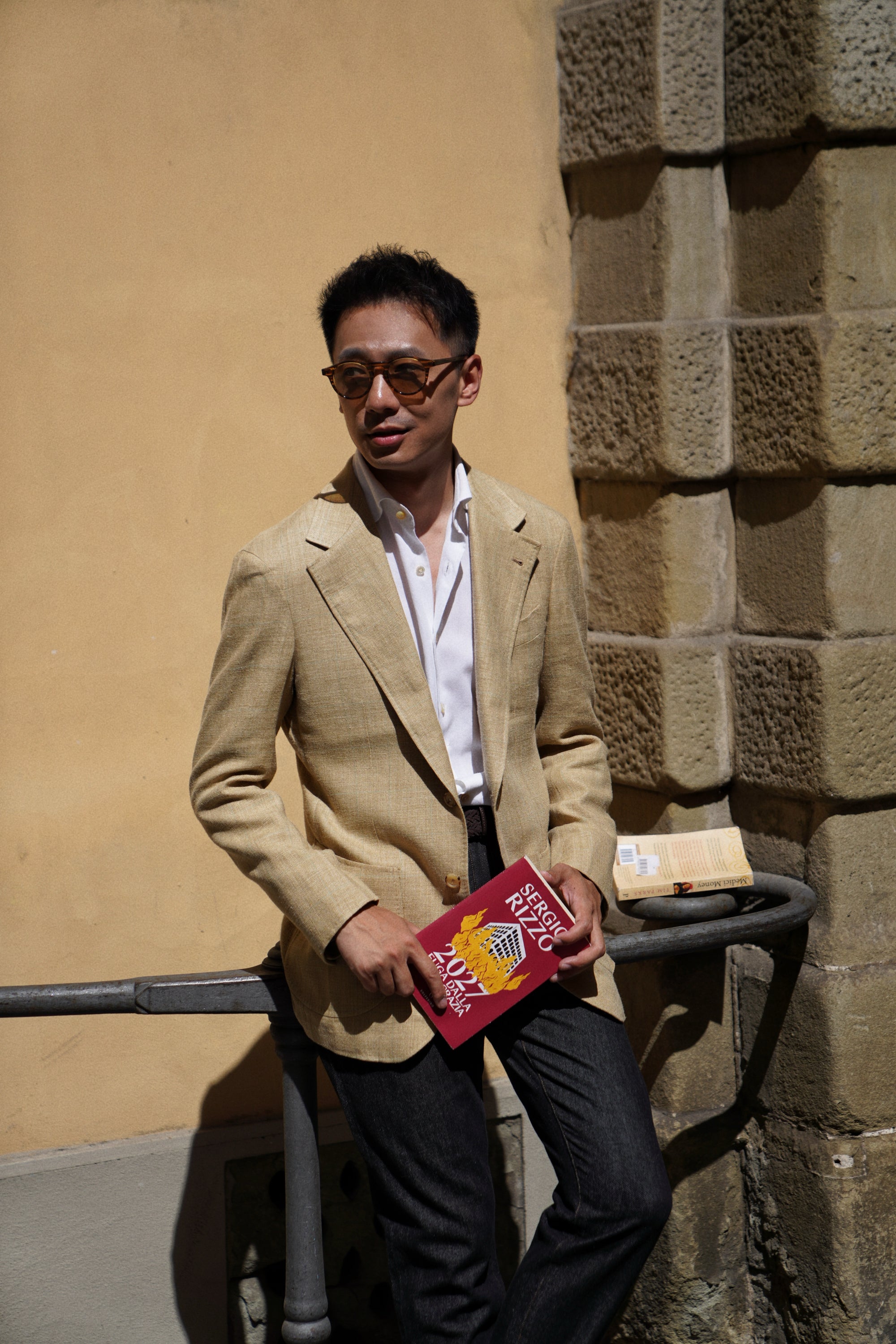 MTO Gold Windowpane Linen Cotton Jacket #649