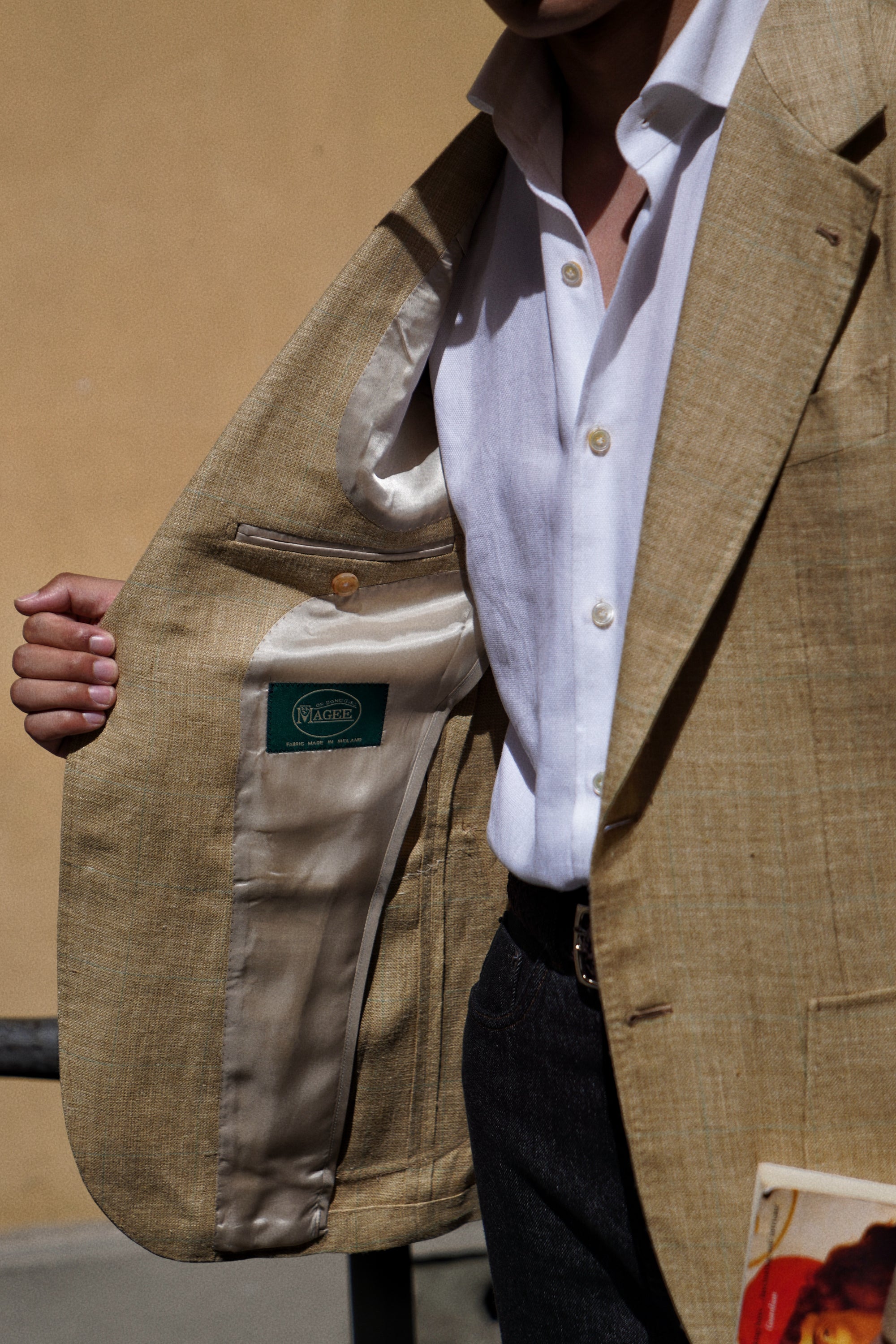 MTO Gold Windowpane Linen Cotton Jacket #649