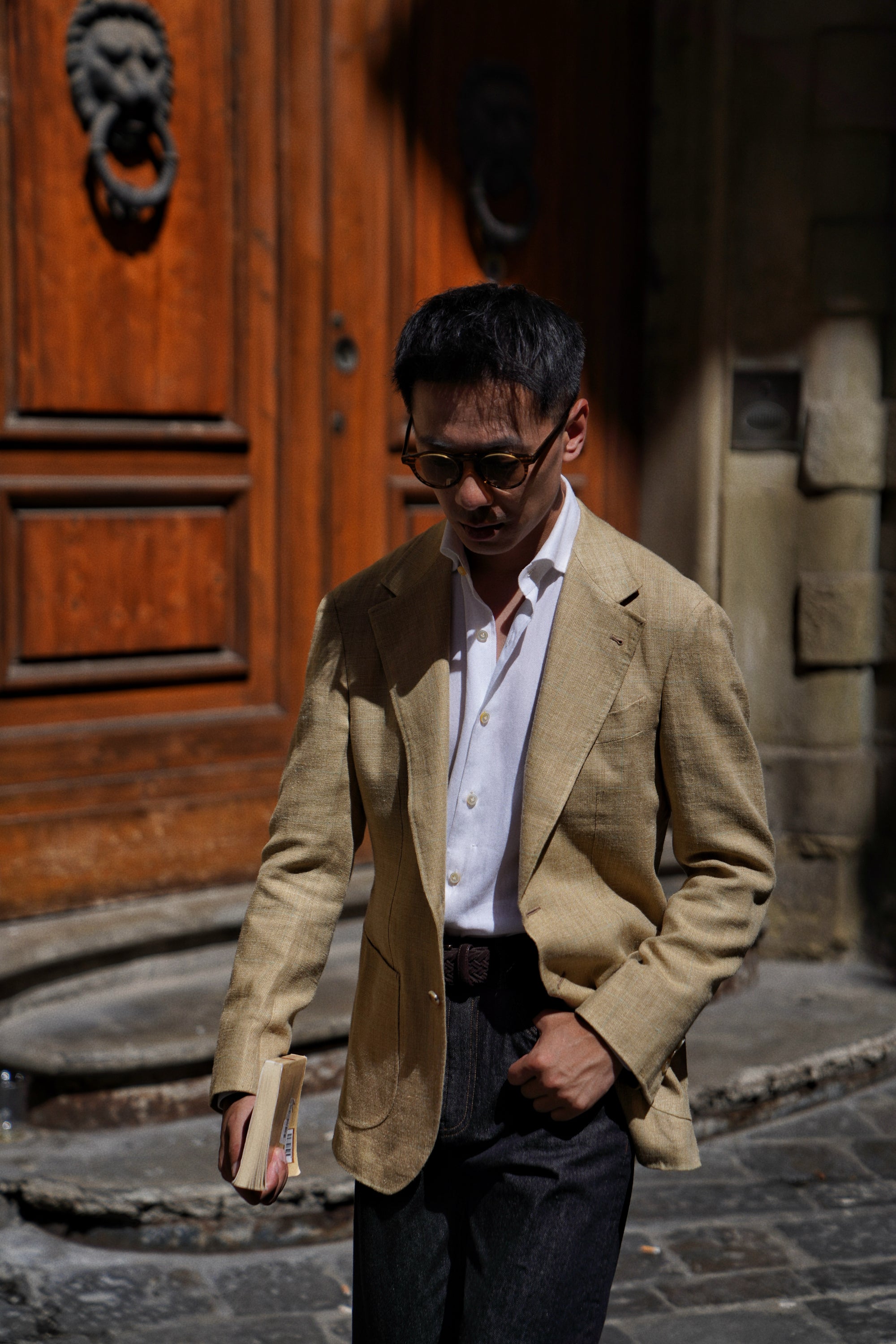 MTO Gold Windowpane Linen Cotton Jacket #649