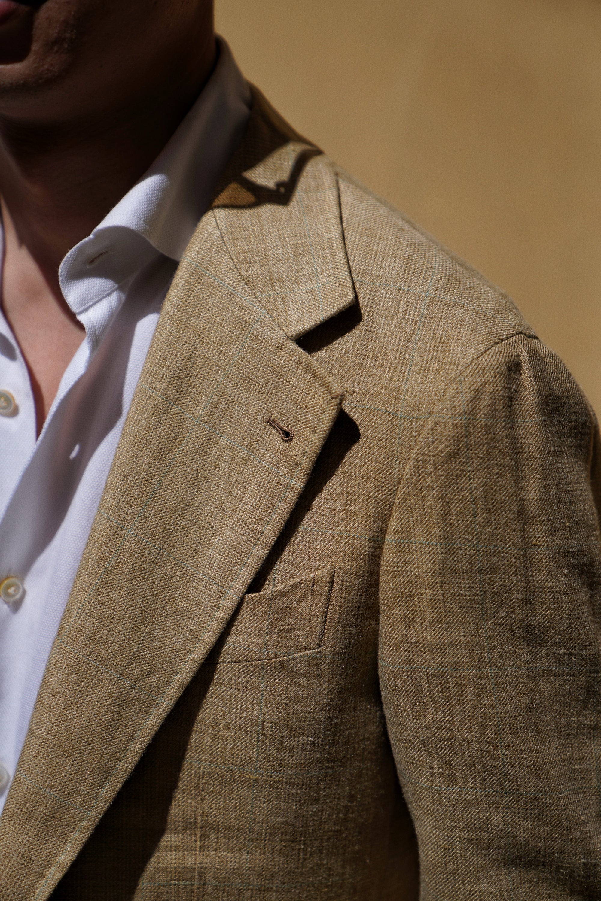 MTO Gold Windowpane Linen Cotton Jacket #649