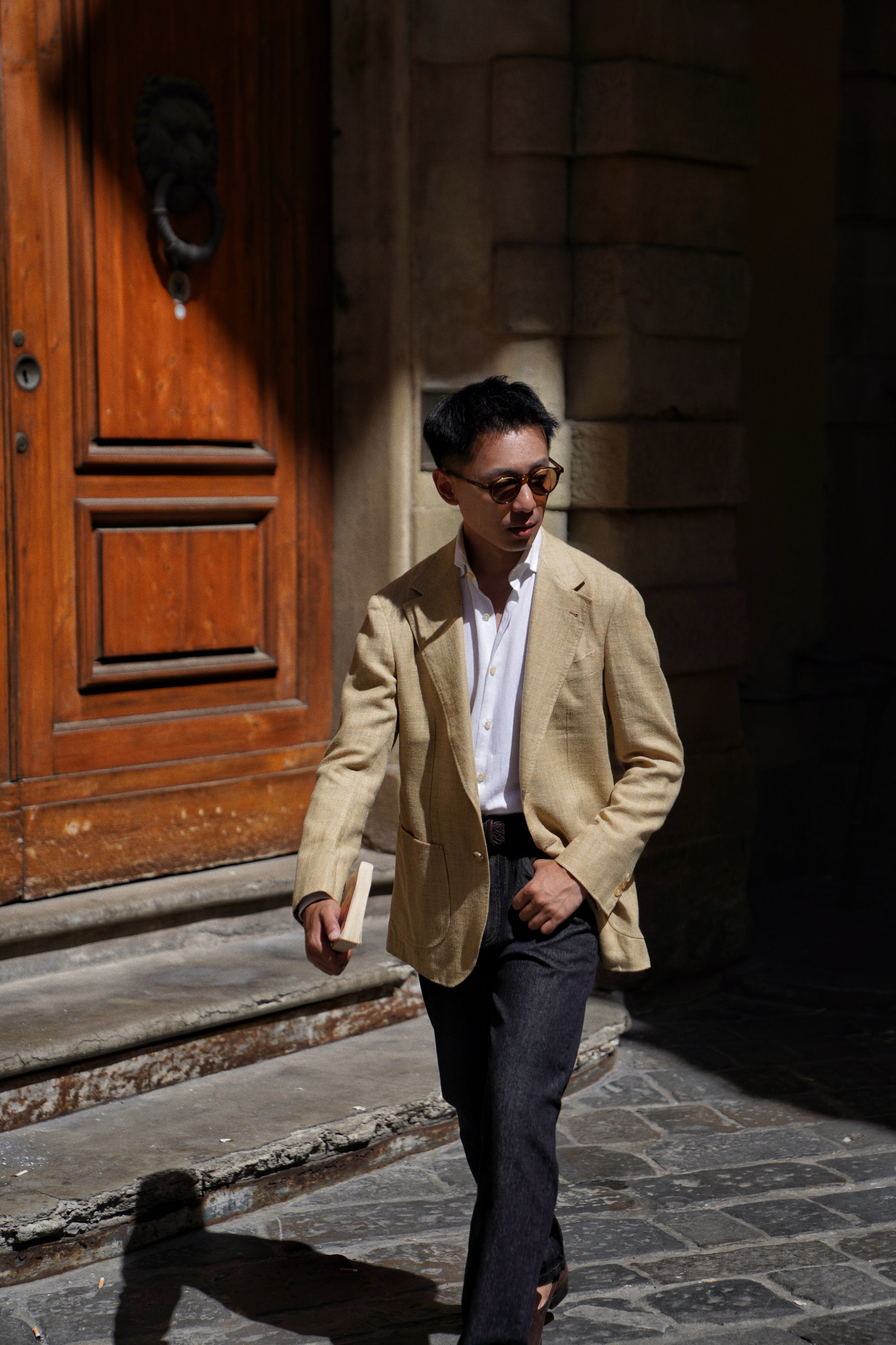 MTO Gold Windowpane Linen Cotton Jacket #649