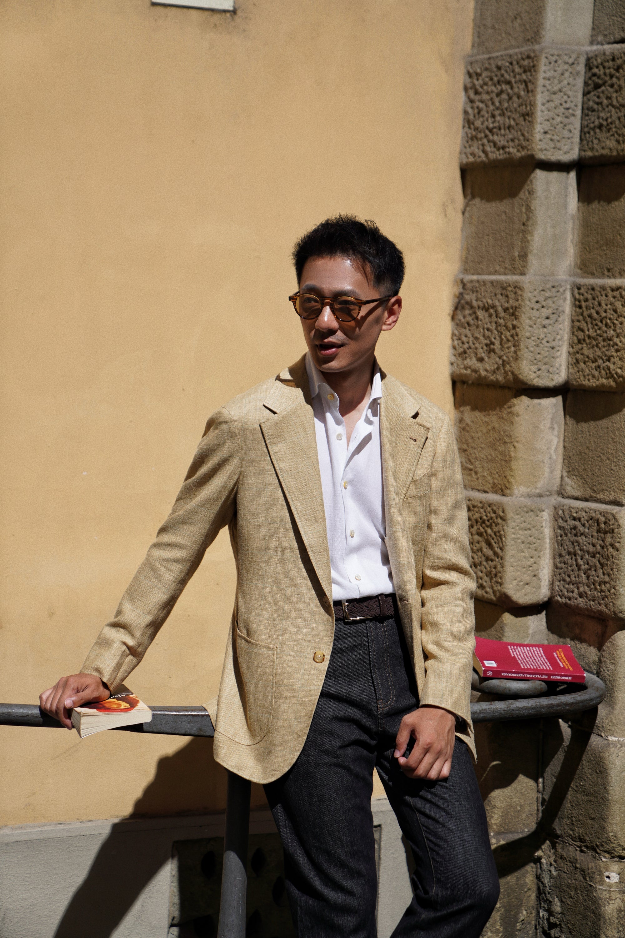 MTO Gold Windowpane Linen Cotton Jacket #649