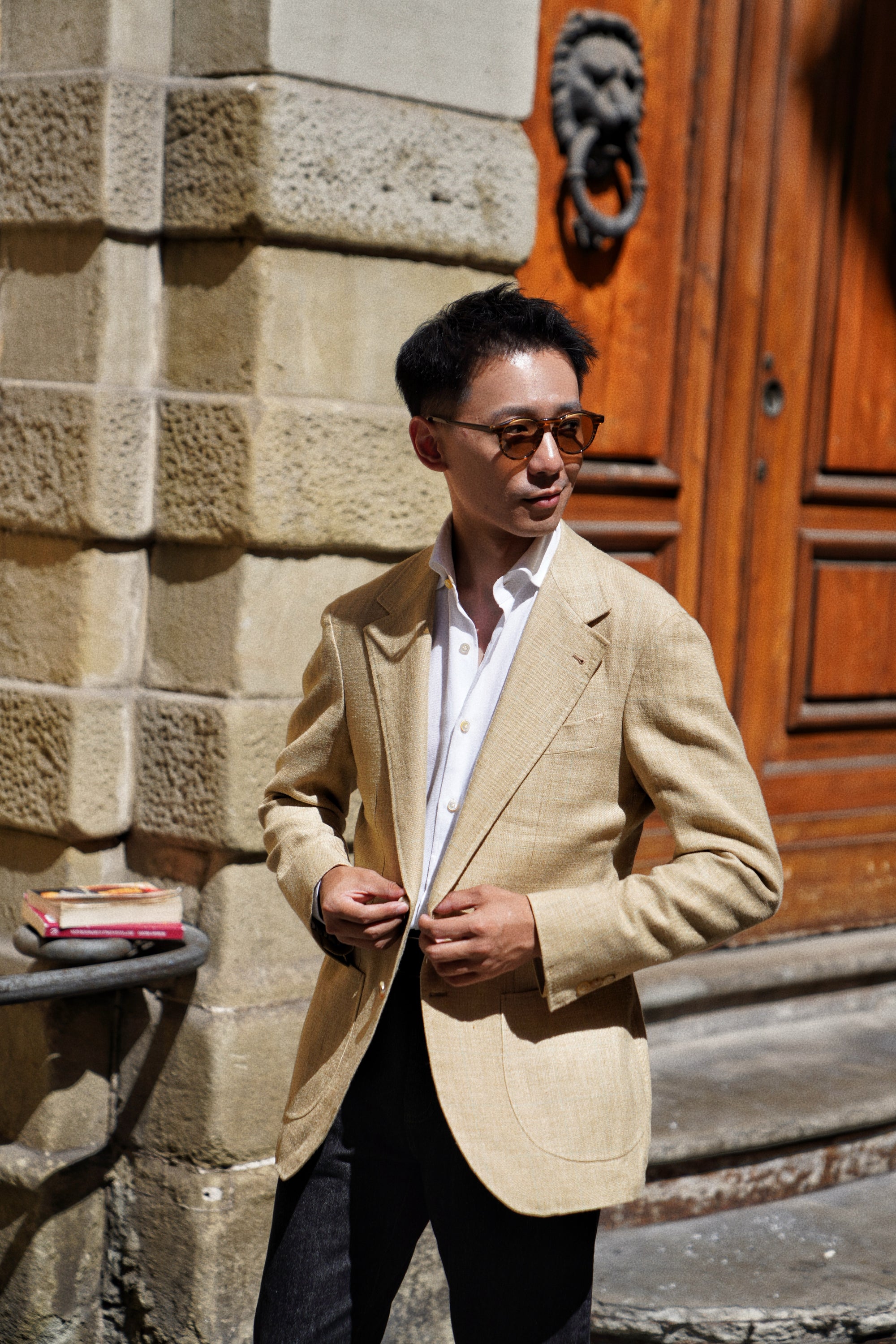 MTO Gold Windowpane Linen Cotton Jacket #649