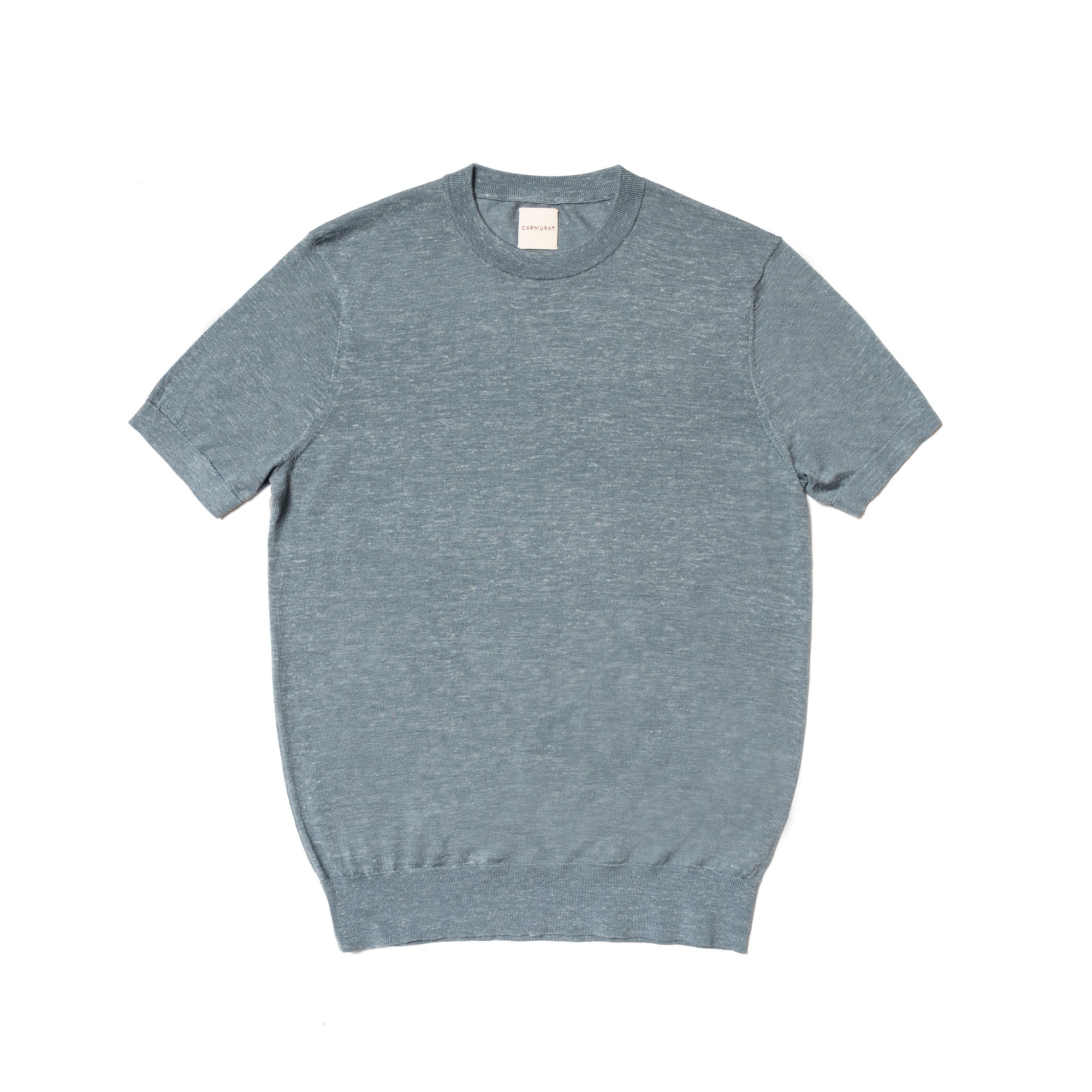 Moss / Charcoal / Greyish Blue Wool Silk Hemp Crew Neck