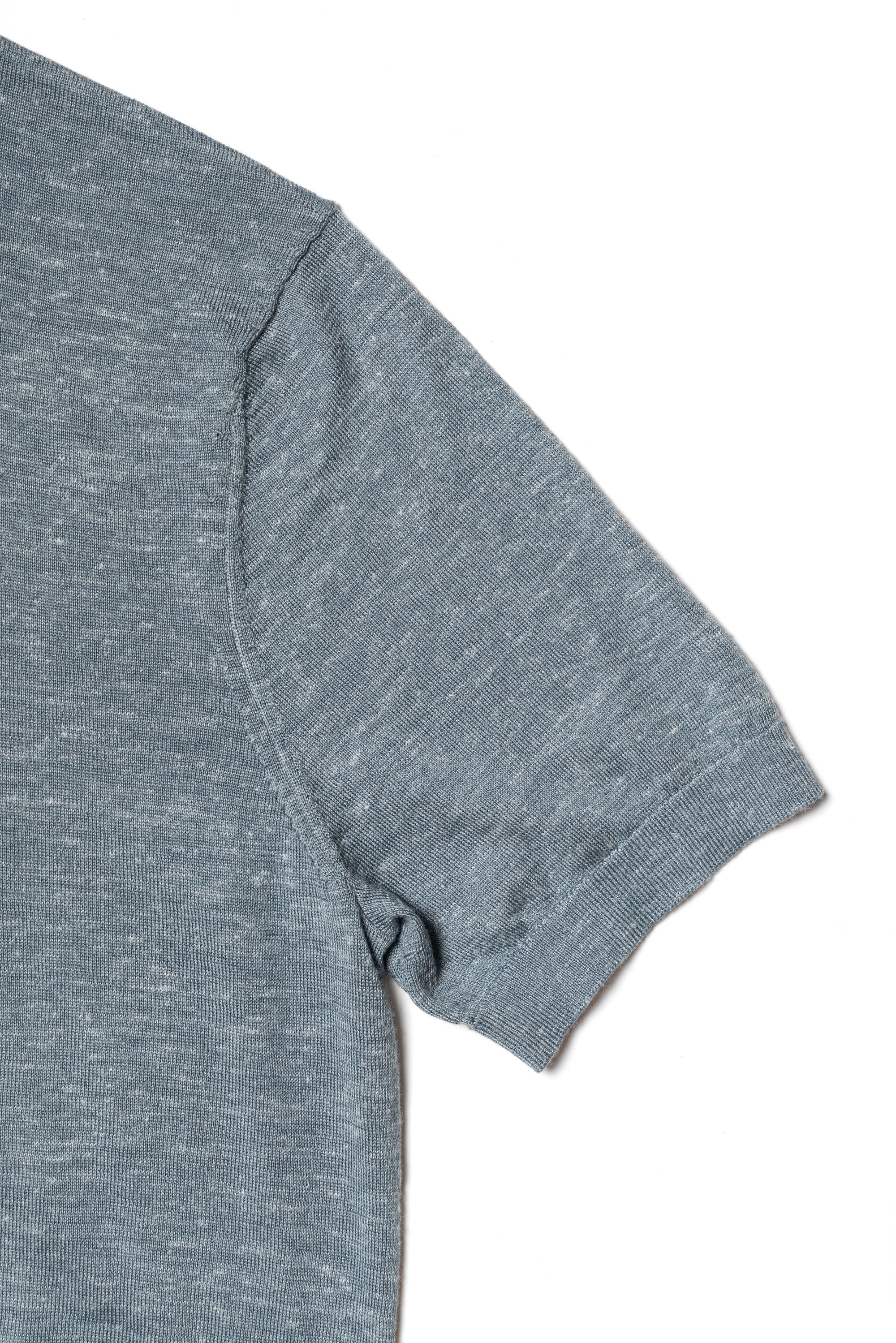 Moss / Charcoal / Greyish Blue Wool Silk Hemp Crew Neck