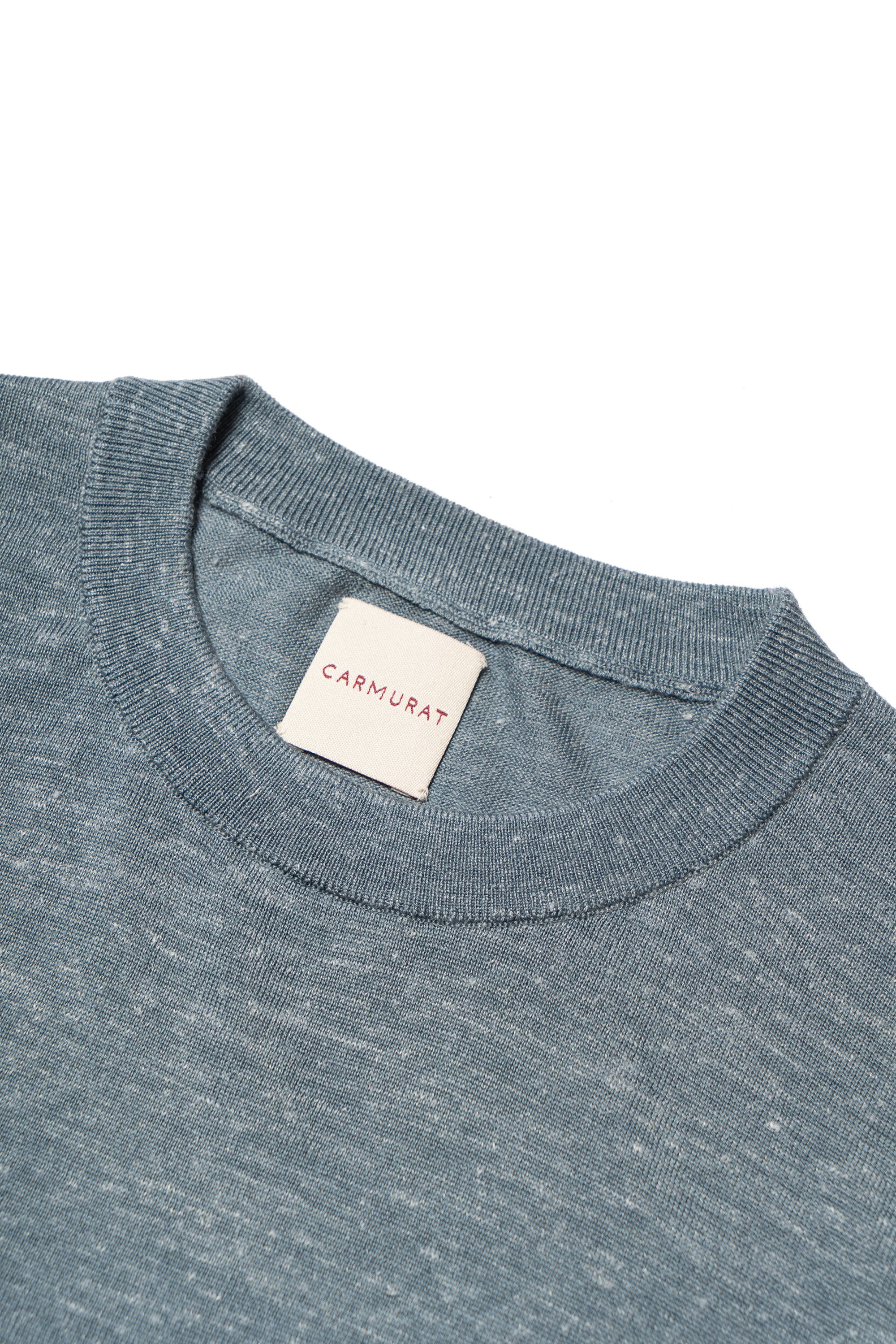 Moss / Charcoal / Greyish Blue Wool Silk Hemp Crew Neck