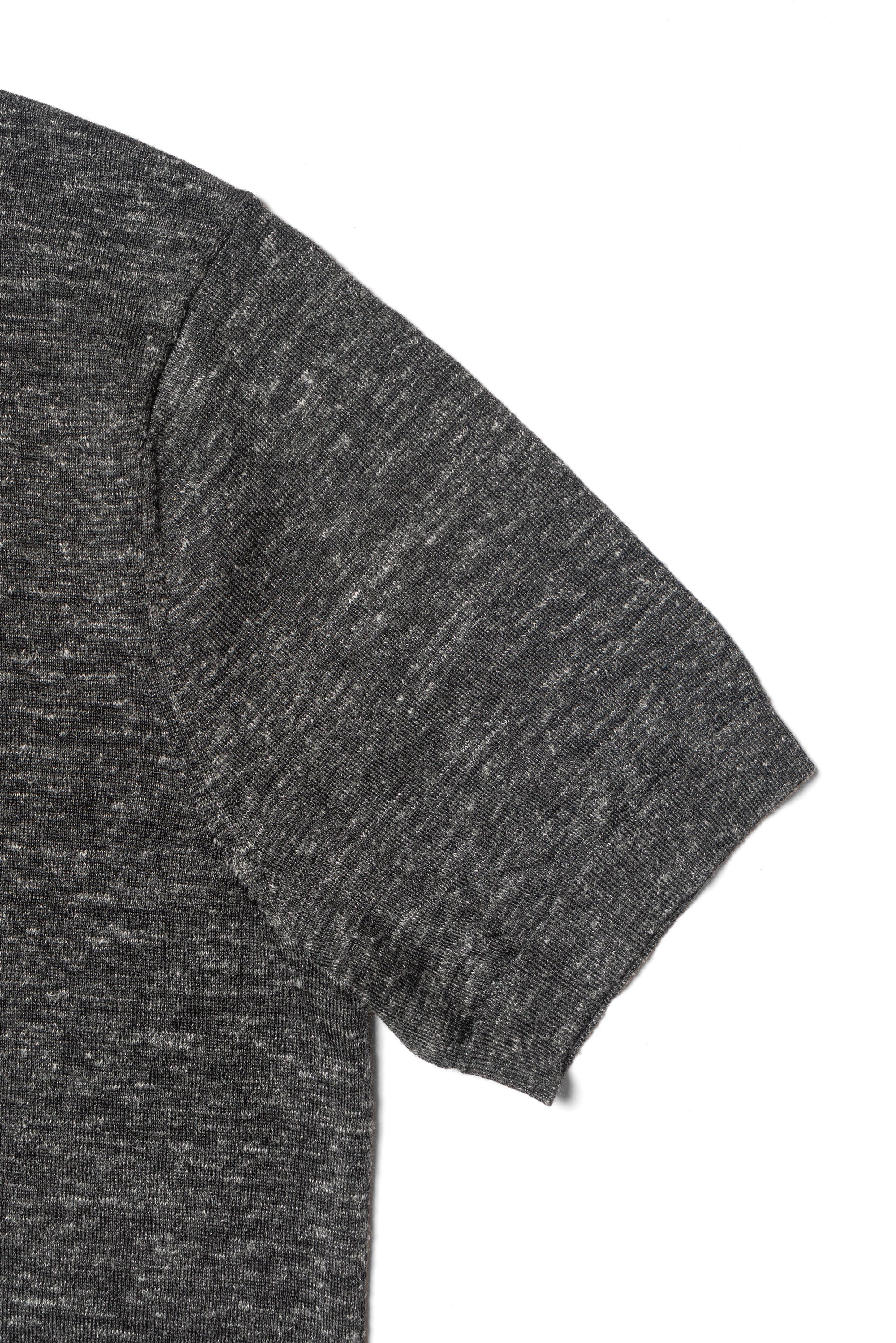 Moss / Charcoal / Greyish Blue Wool Silk Hemp Crew Neck