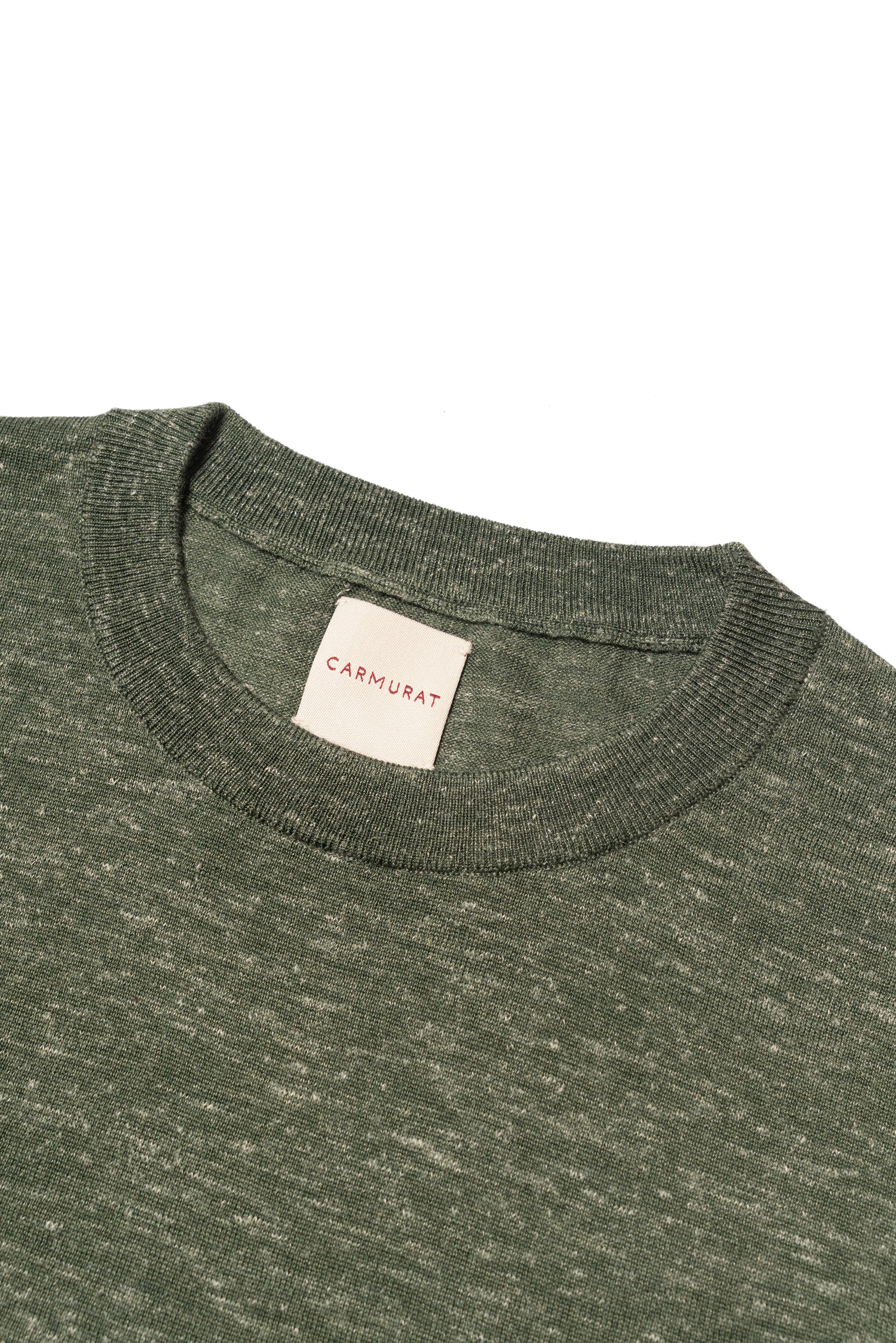 Moss / Charcoal / Greyish Blue Wool Silk Hemp Crew Neck