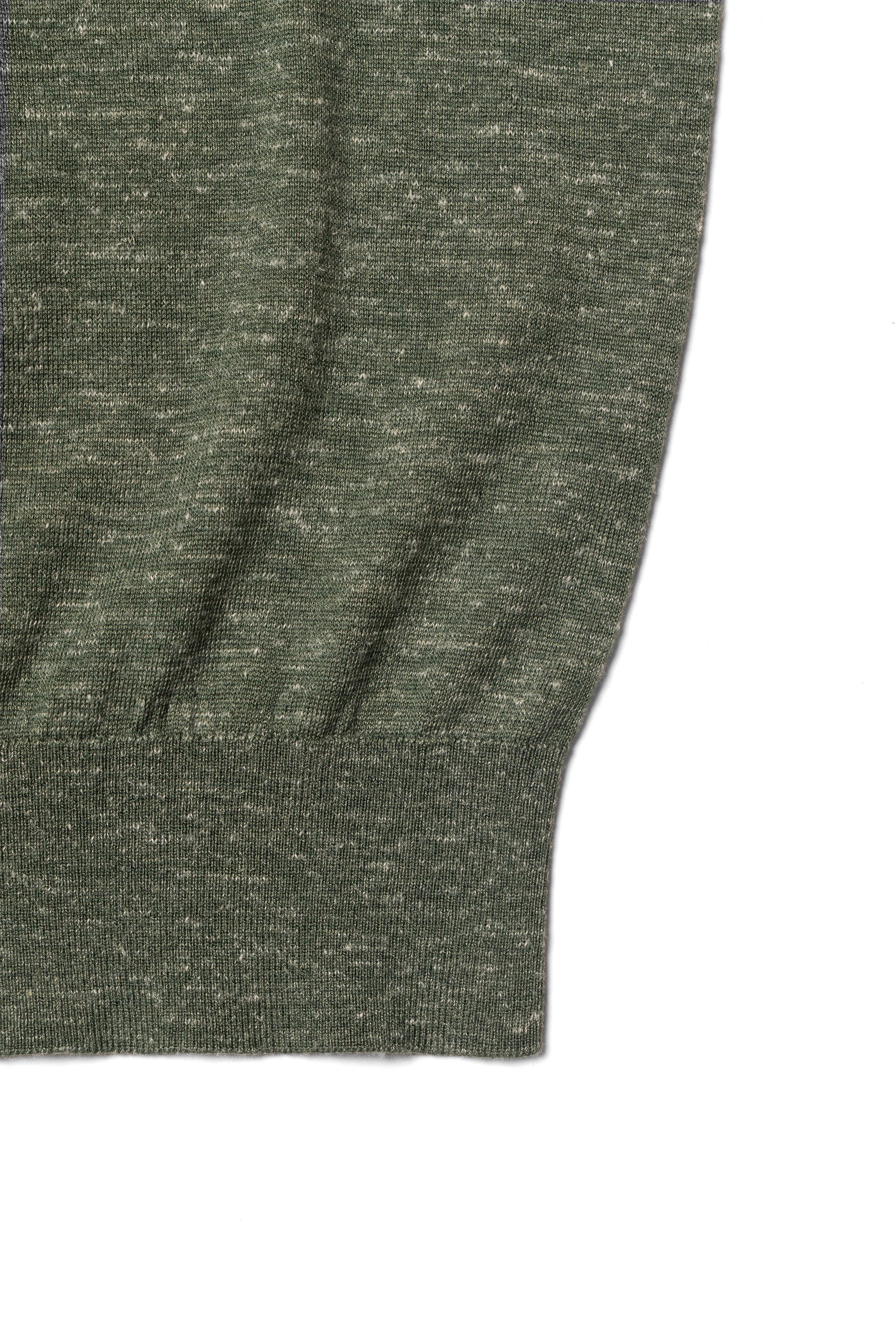 Moss / Charcoal / Greyish Blue Wool Silk Hemp Crew Neck
