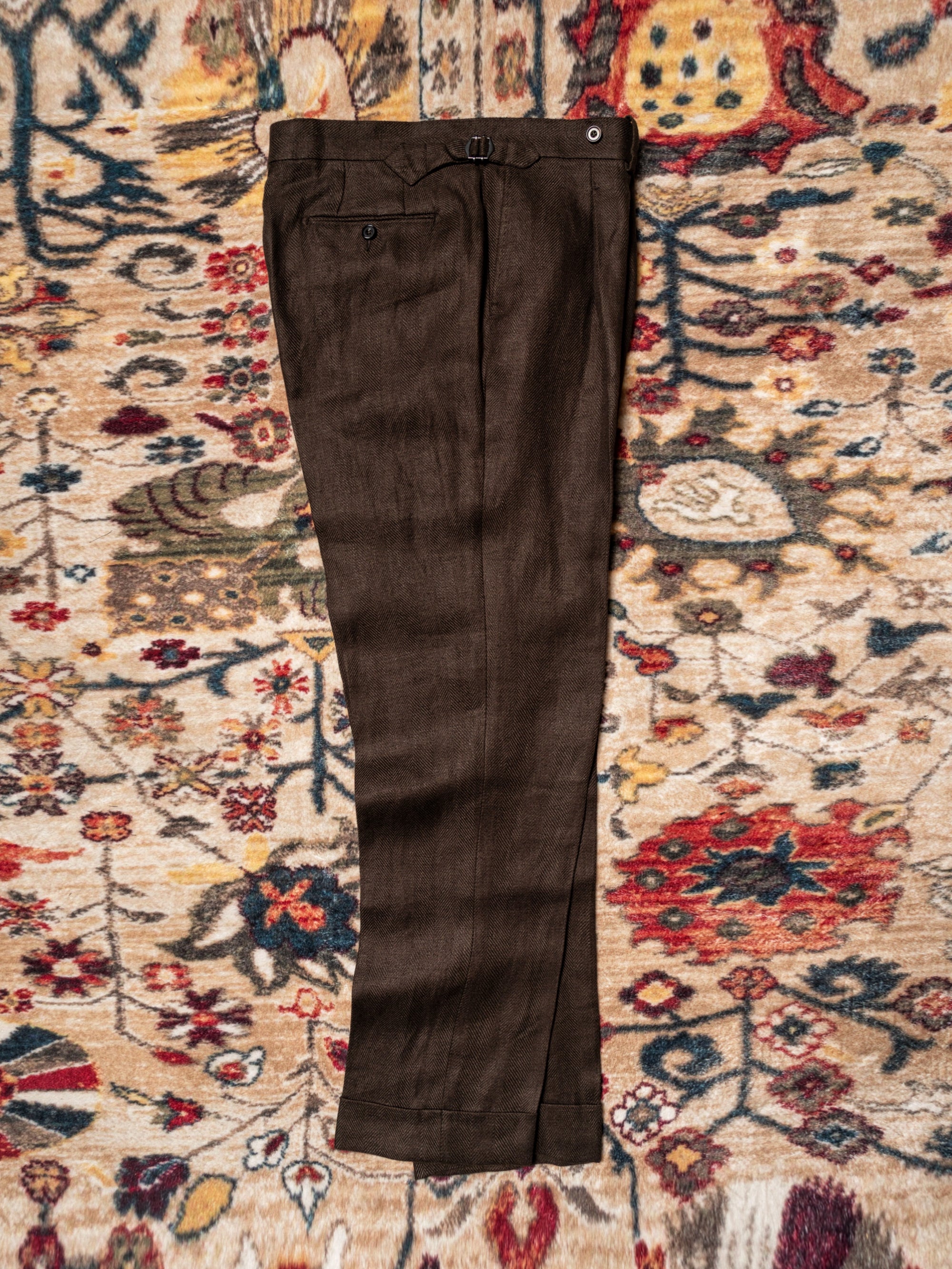 Chocolate Heavy Weight Linen Trousers #769