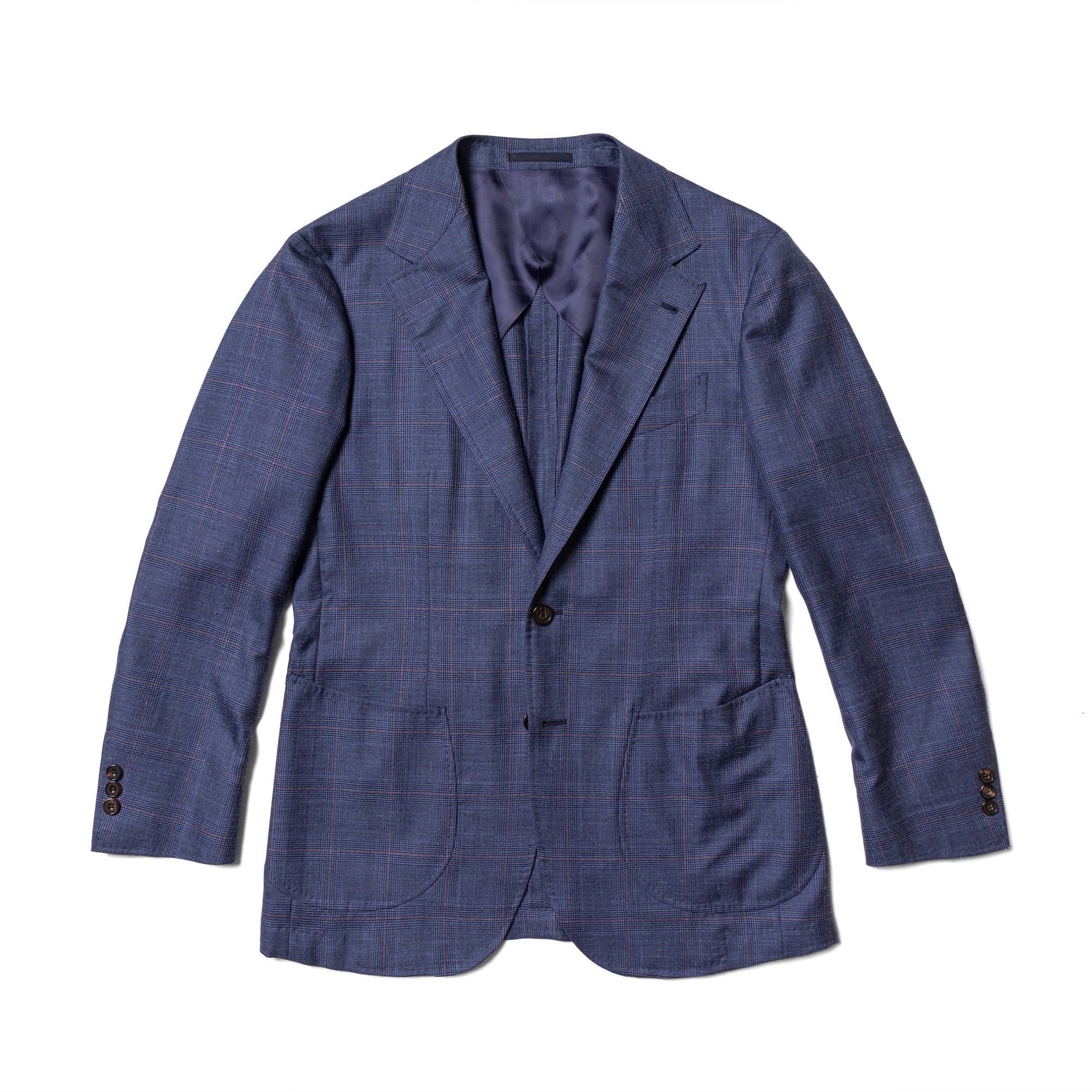 MTO Navy Overcheck Wool Silk Cashmere Linen Jacket #773