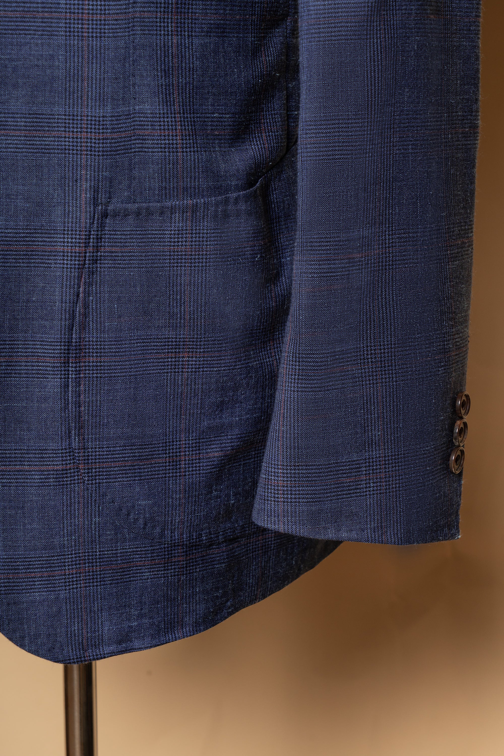 MTO Navy Overcheck Wool Silk Cashmere Linen Jacket #773