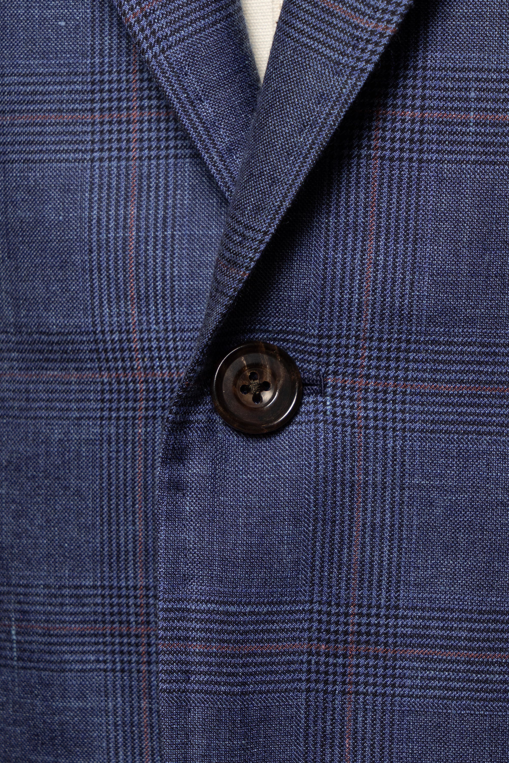 MTO Navy Overcheck Wool Silk Cashmere Linen Jacket #773
