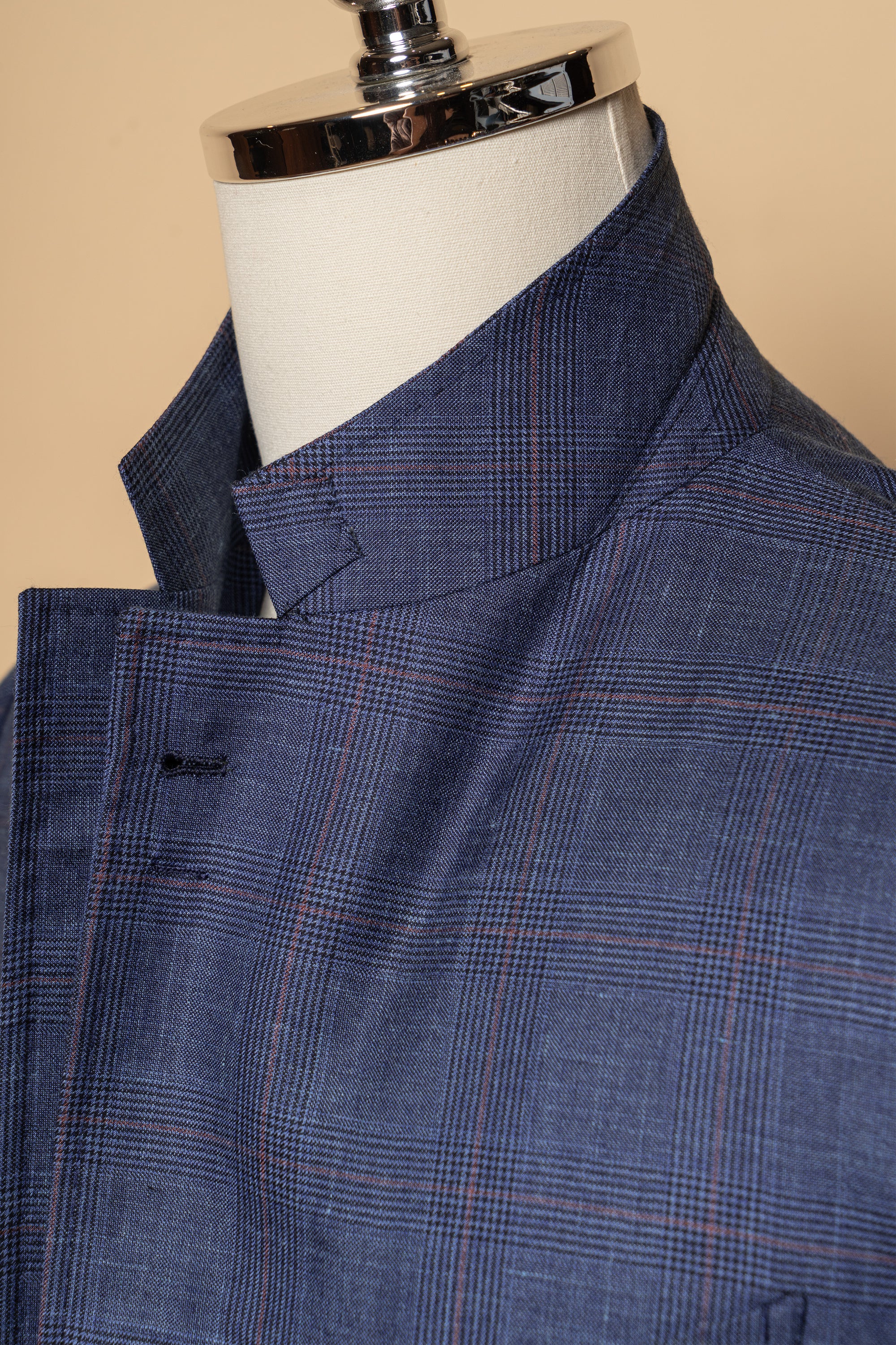 MTO Navy Overcheck Wool Silk Cashmere Linen Jacket #773