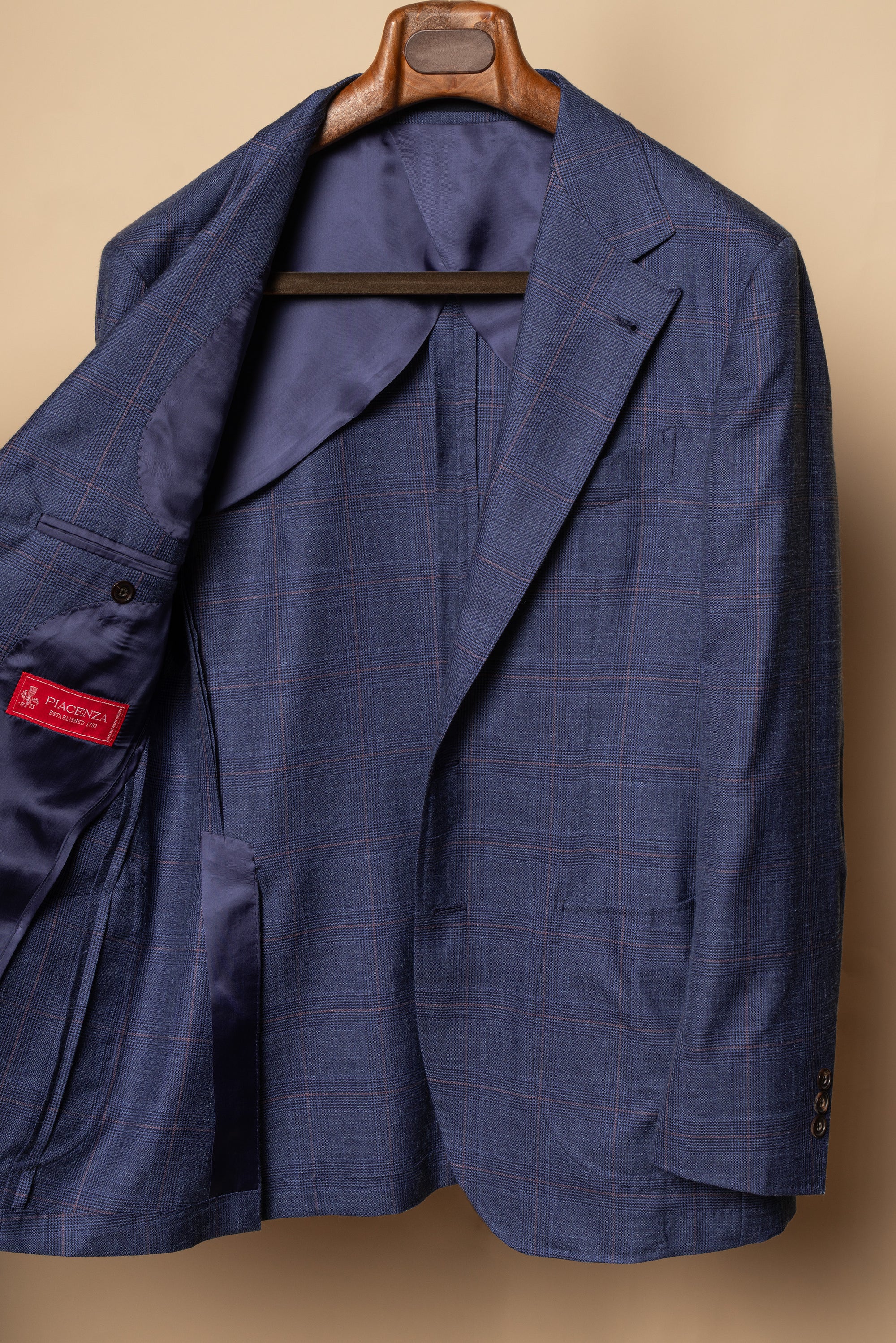 MTO Navy Overcheck Wool Silk Cashmere Linen Jacket #773