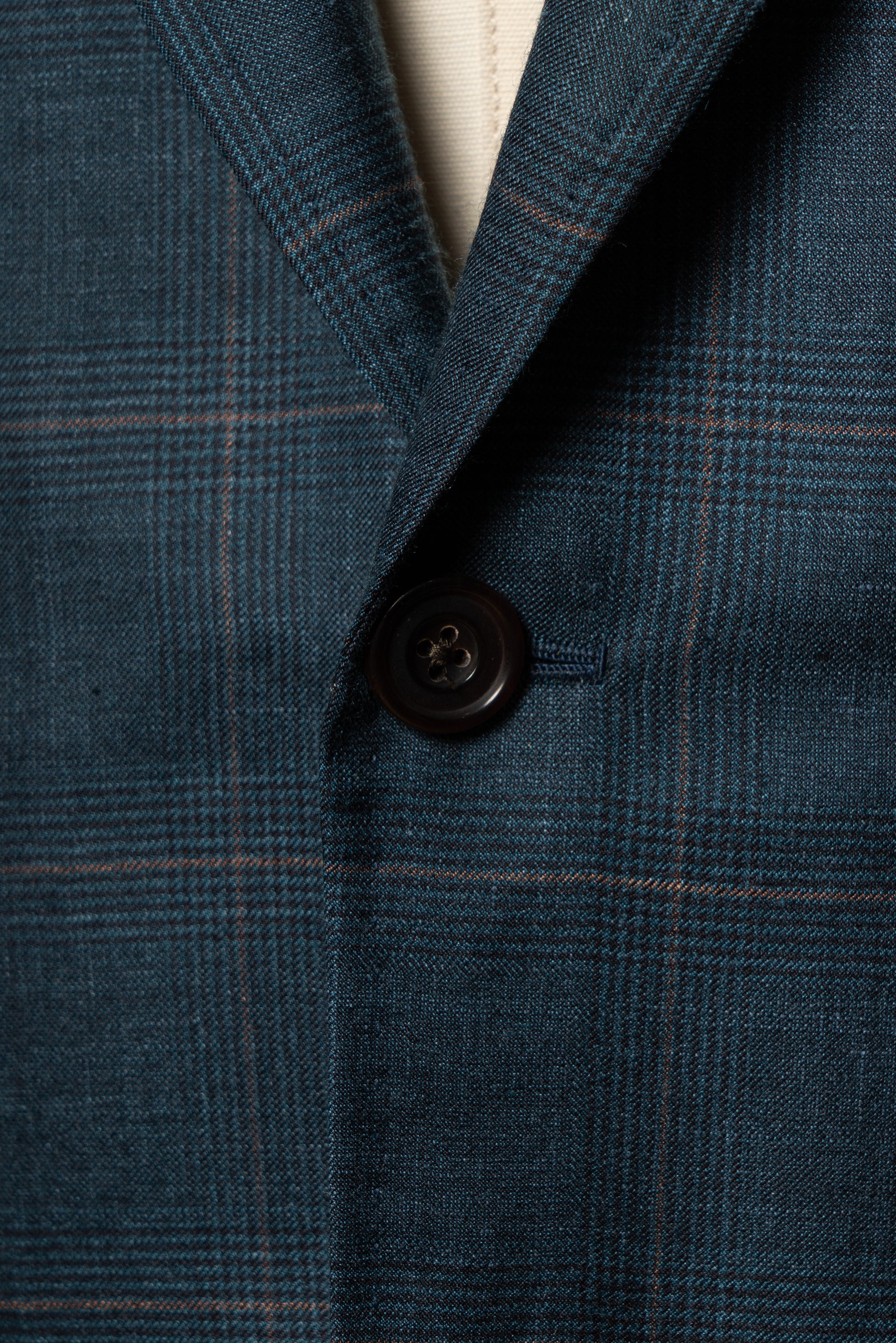 MTO Lake Blue Overcheck Wool Silk Cashmere Linen Jacket #772