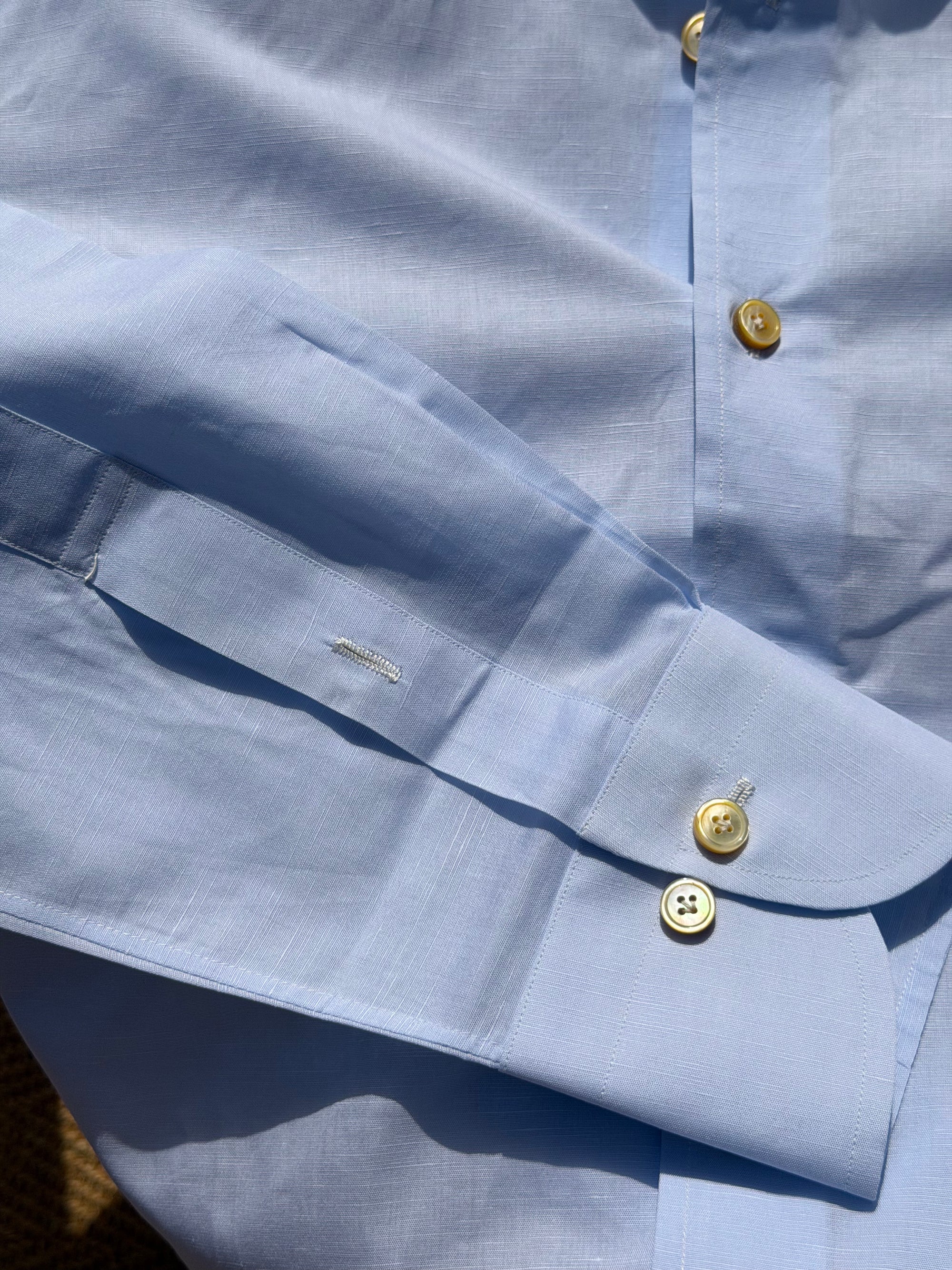 MTO Handcrafted Canclini Pale Blue Cotton Shirt #SG68
