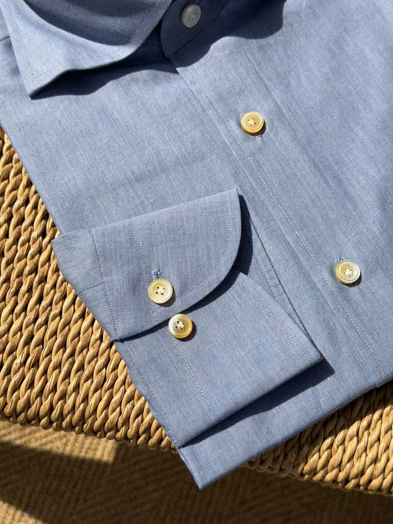 MTO Handcrafted Canclini Indigo Cotton Shirt #SG65