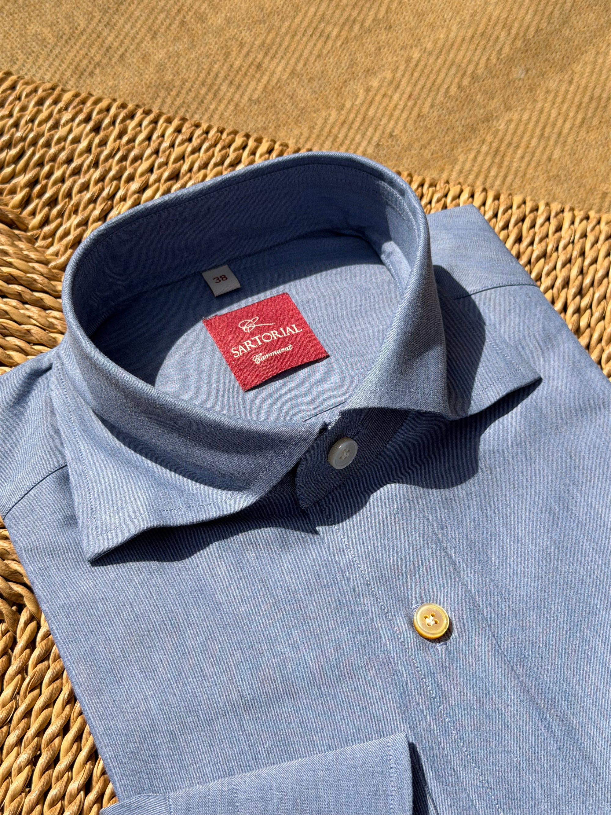 MTO Handcrafted Canclini Indigo Cotton Shirt #SG65