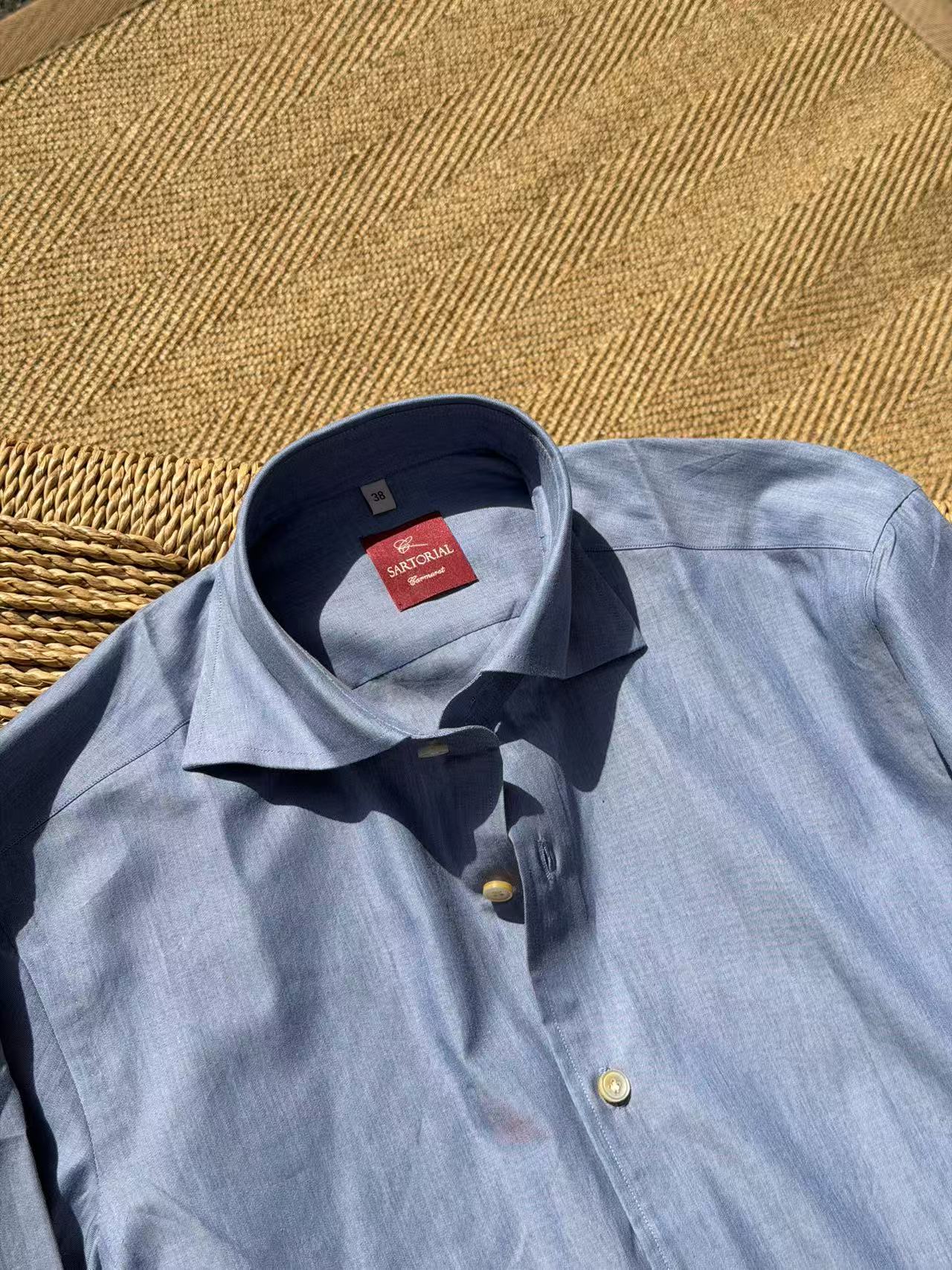MTO Handcrafted Canclini Indigo Cotton Shirt #SG65