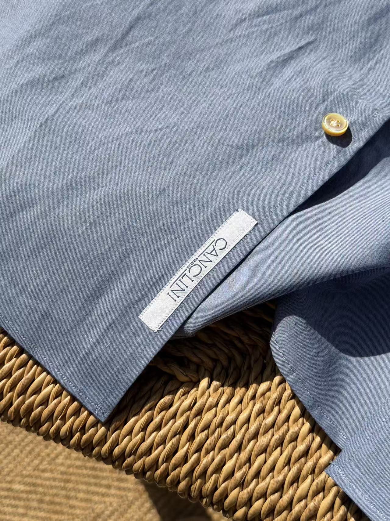 MTO Handcrafted Canclini Indigo Cotton Shirt #SG65