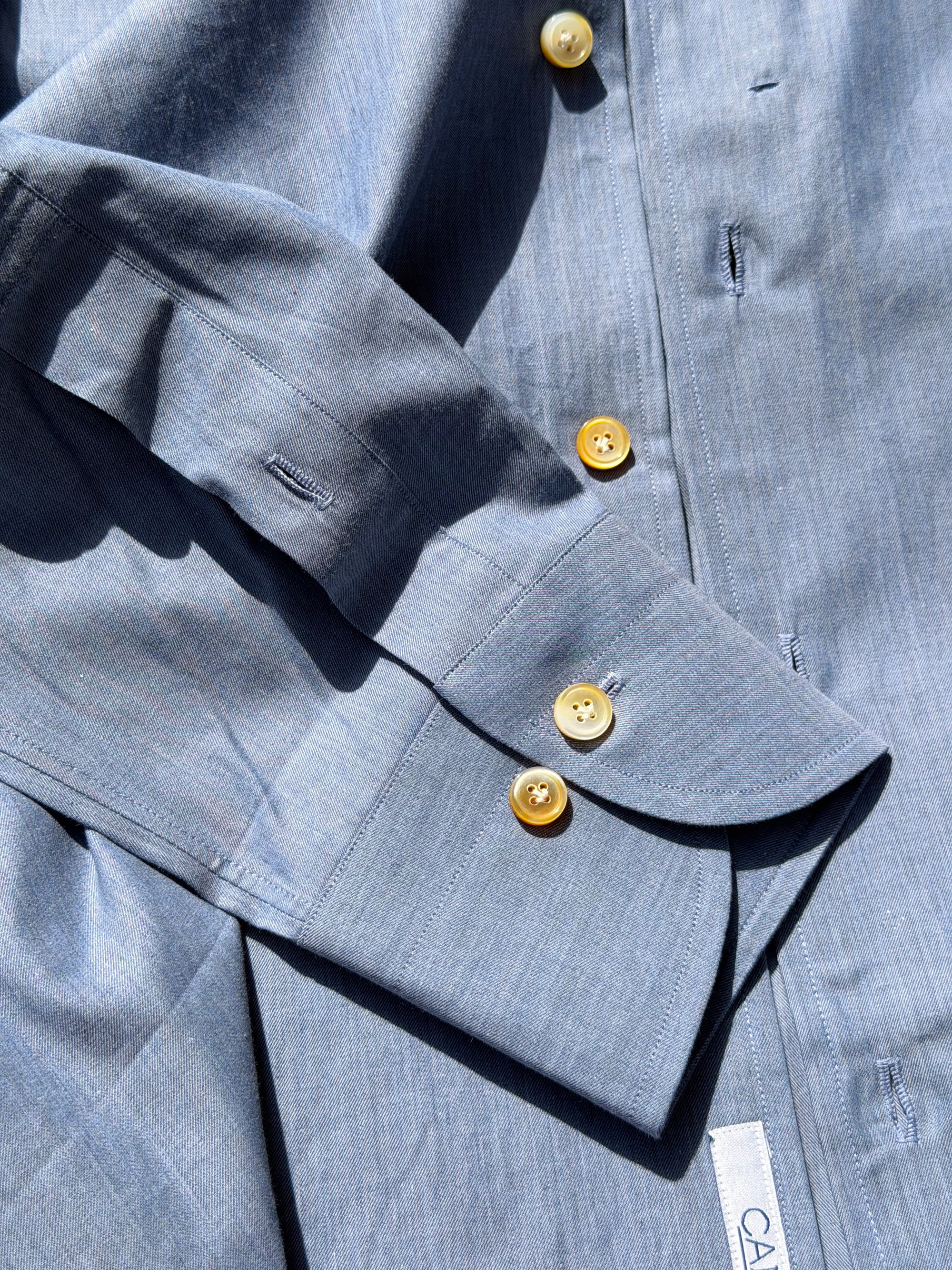 MTO Handcrafted Canclini Indigo Cotton Shirt #SG65