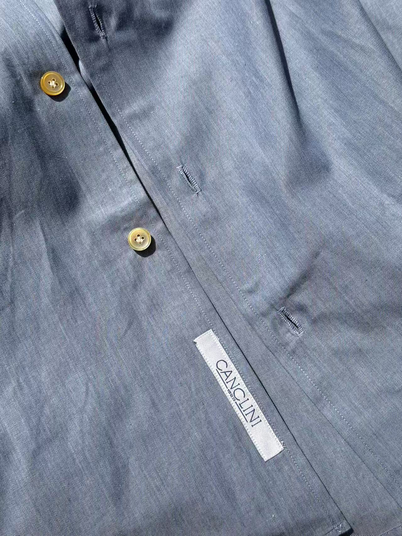 MTO Handcrafted Canclini Indigo Cotton Shirt #SG65
