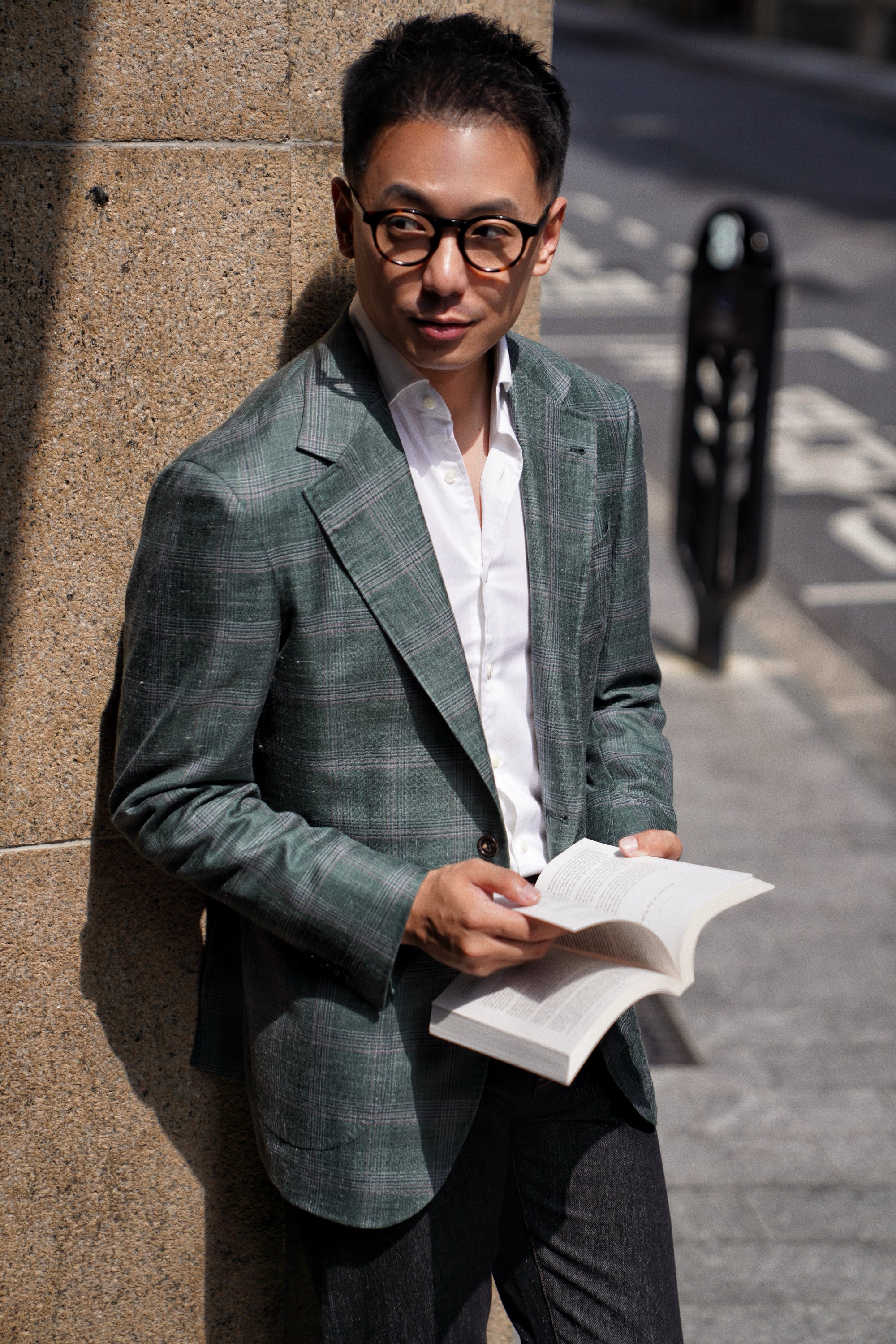 MTO Green Overcheck Wool Silk Cashmere Linen Jacket #770