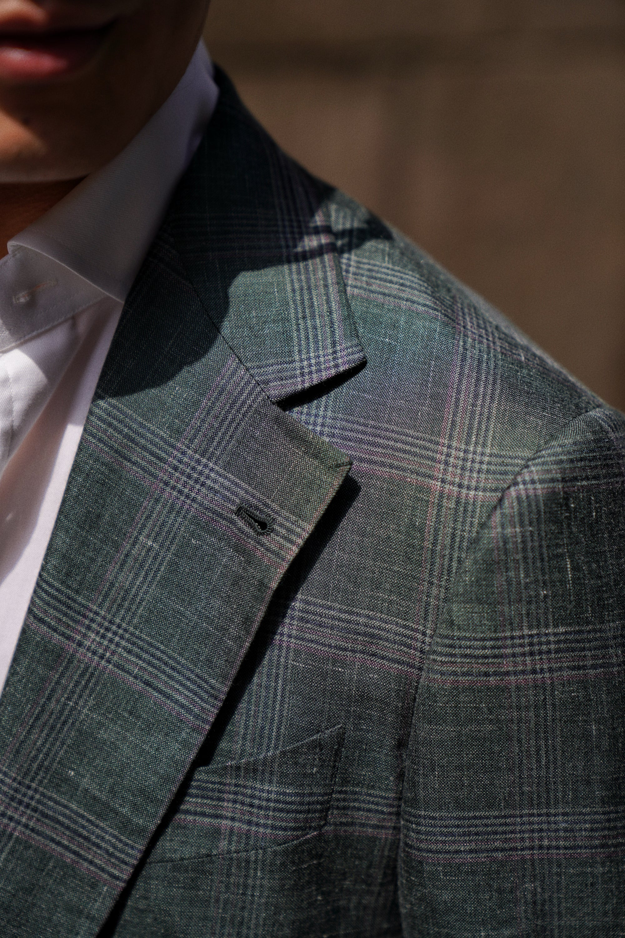 MTO Green Overcheck Wool Silk Cashmere Linen Jacket #770