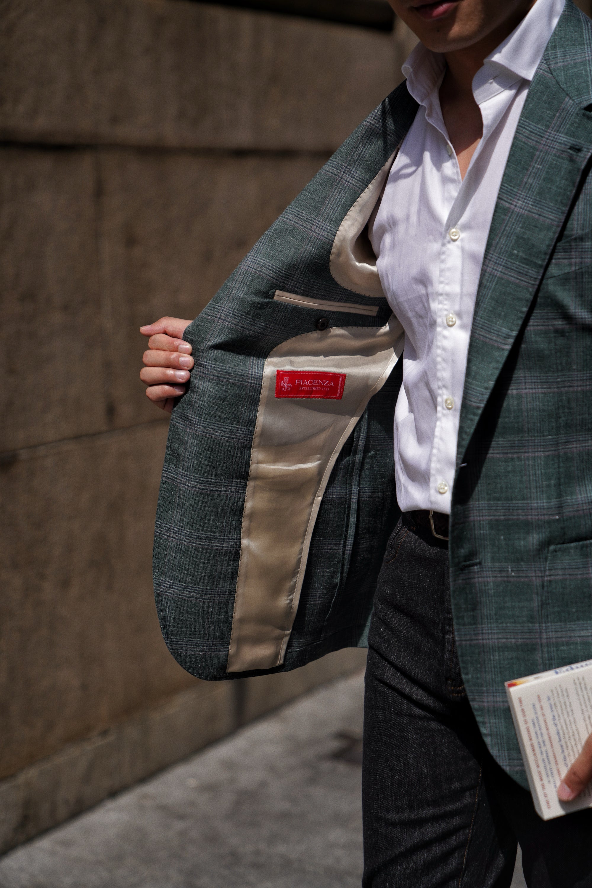 MTO Green Overcheck Wool Silk Cashmere Linen Jacket #770