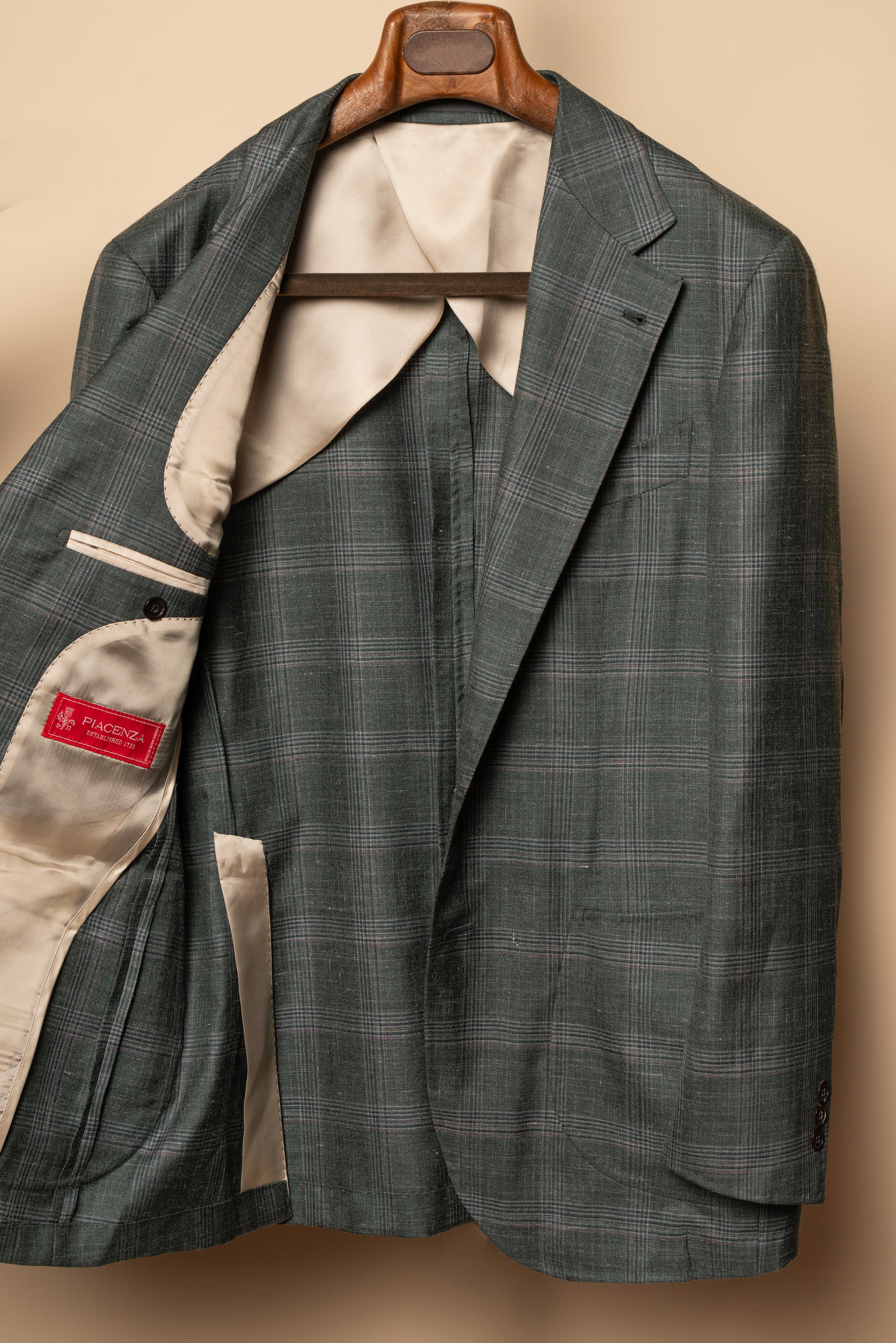 MTO Green Overcheck Wool Silk Cashmere Linen Jacket #770