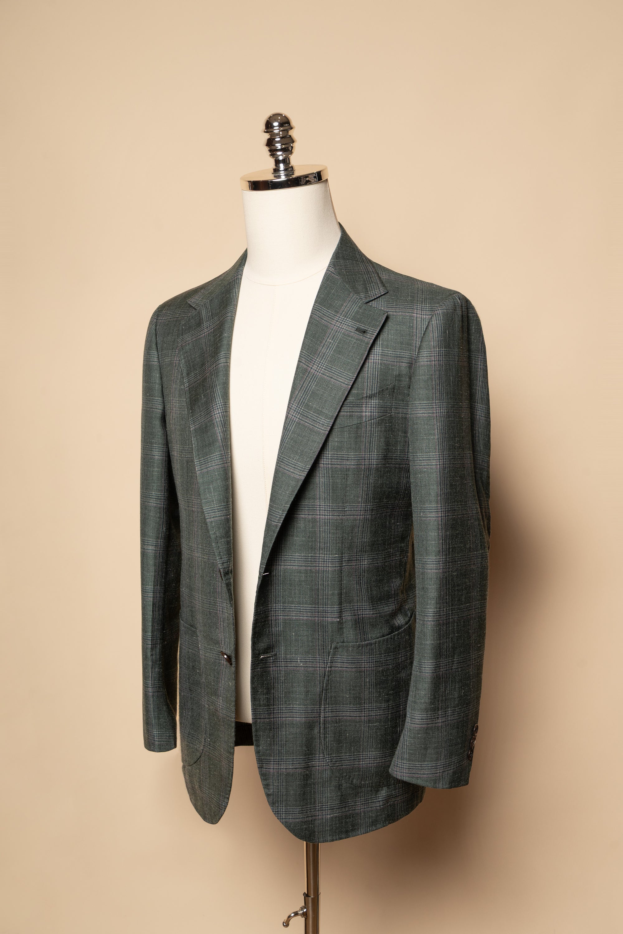 MTO Green Overcheck Wool Silk Cashmere Linen Jacket #770