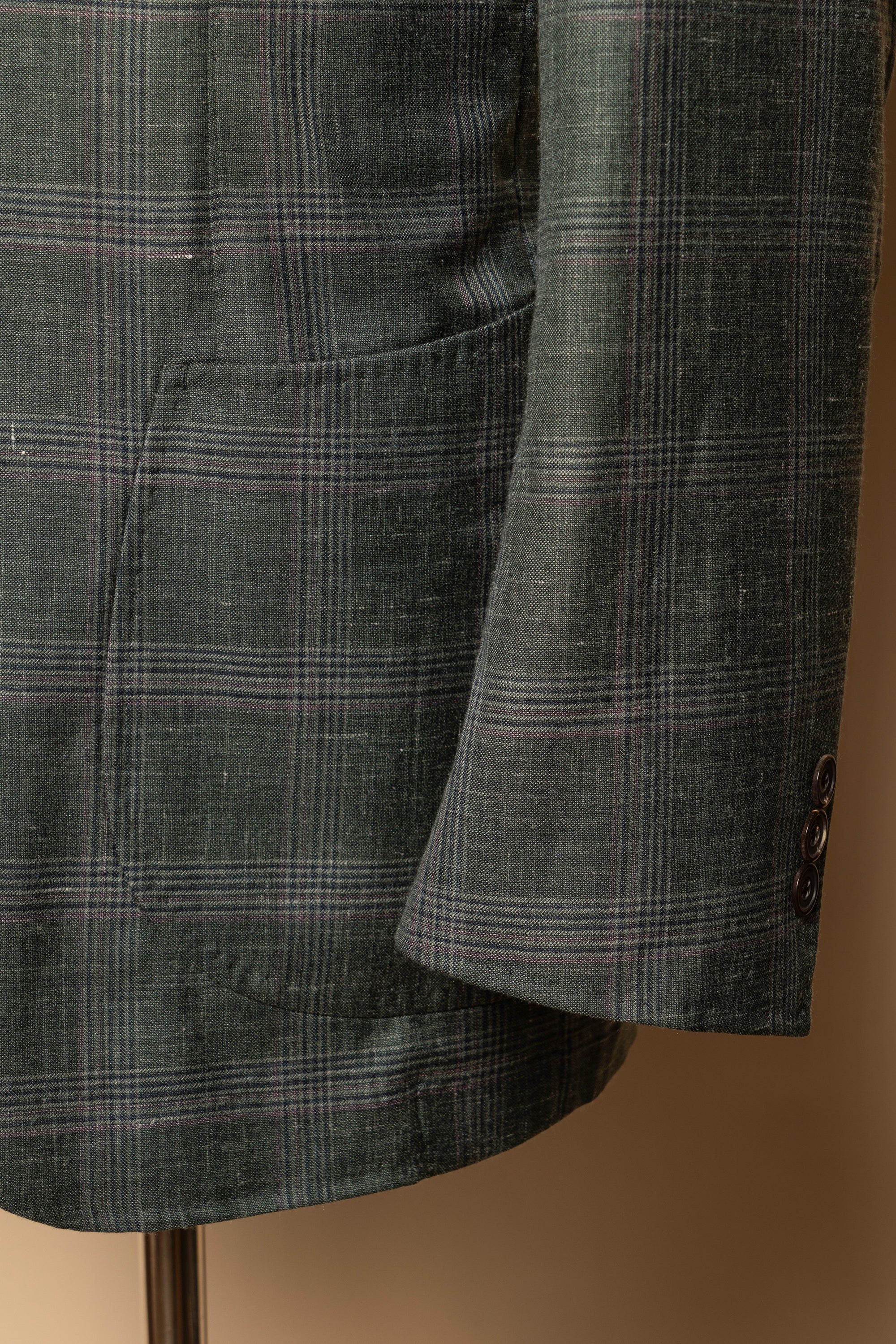 MTO Green Overcheck Wool Silk Cashmere Linen Jacket #770