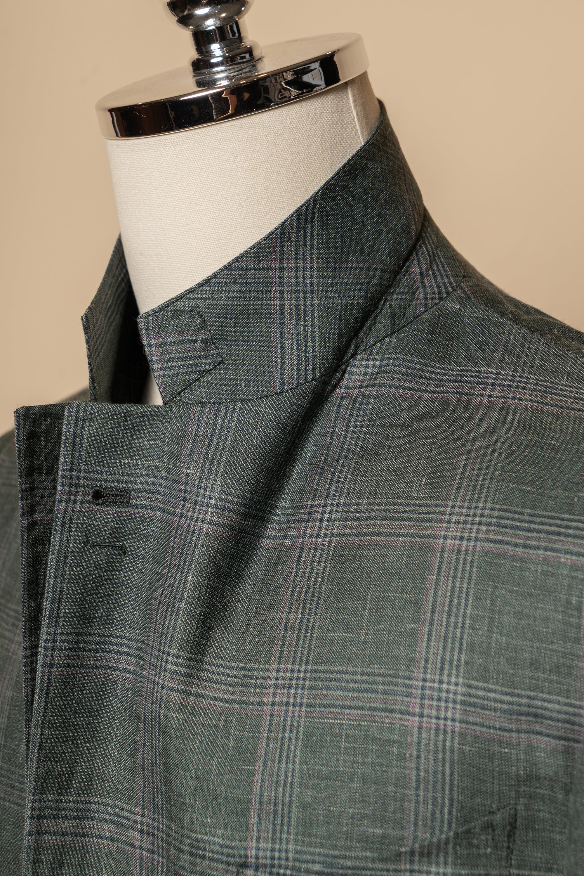 MTO Green Overcheck Wool Silk Cashmere Linen Jacket #770