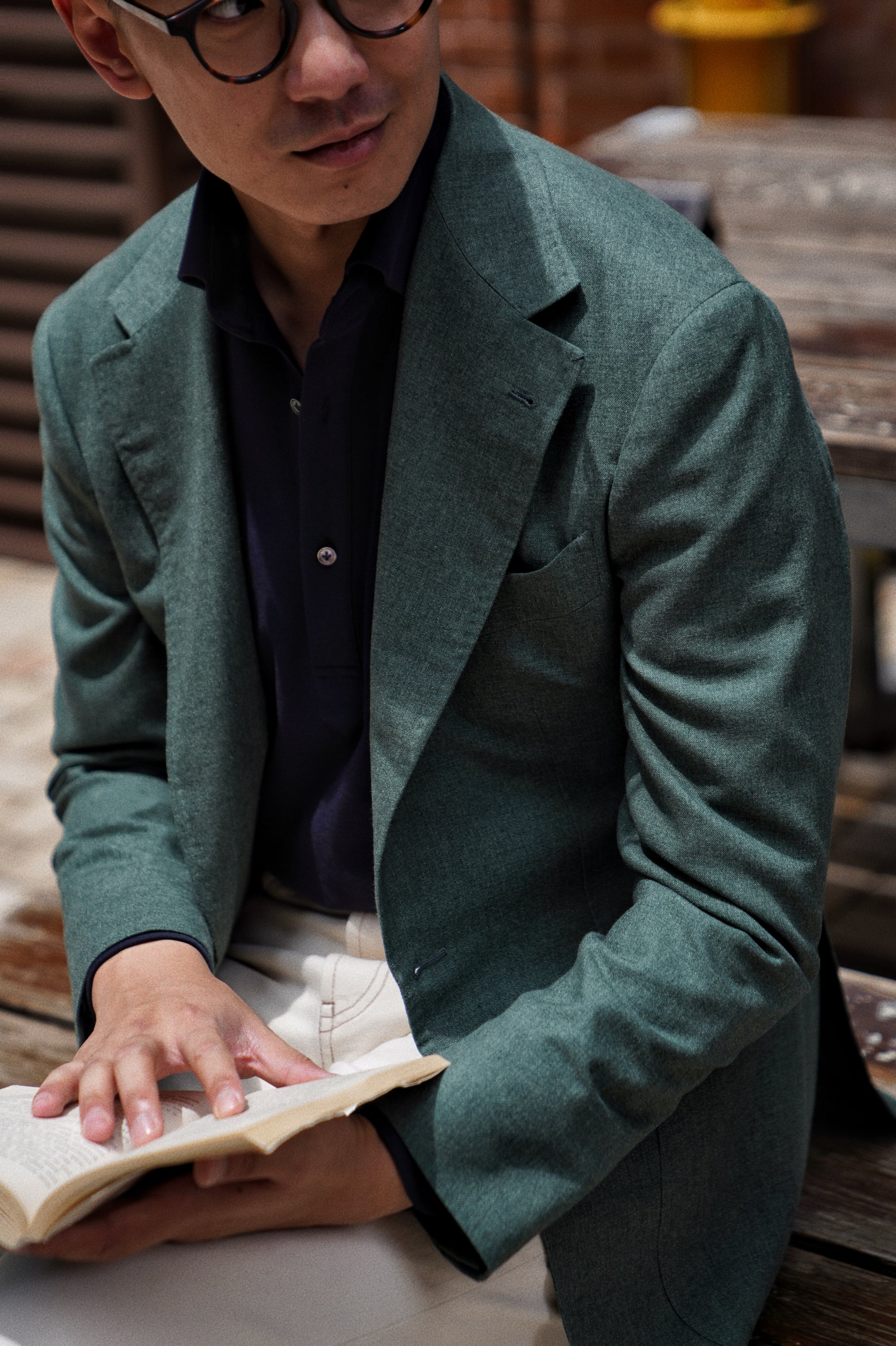 MTO Moss Green Cashmere Silk Jacket #801