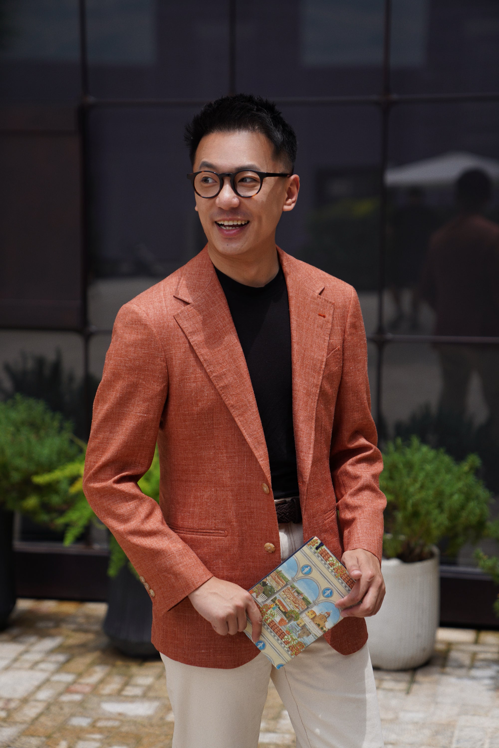 MTO Tangerine Melange Wool Silk Nettle Jacket #808