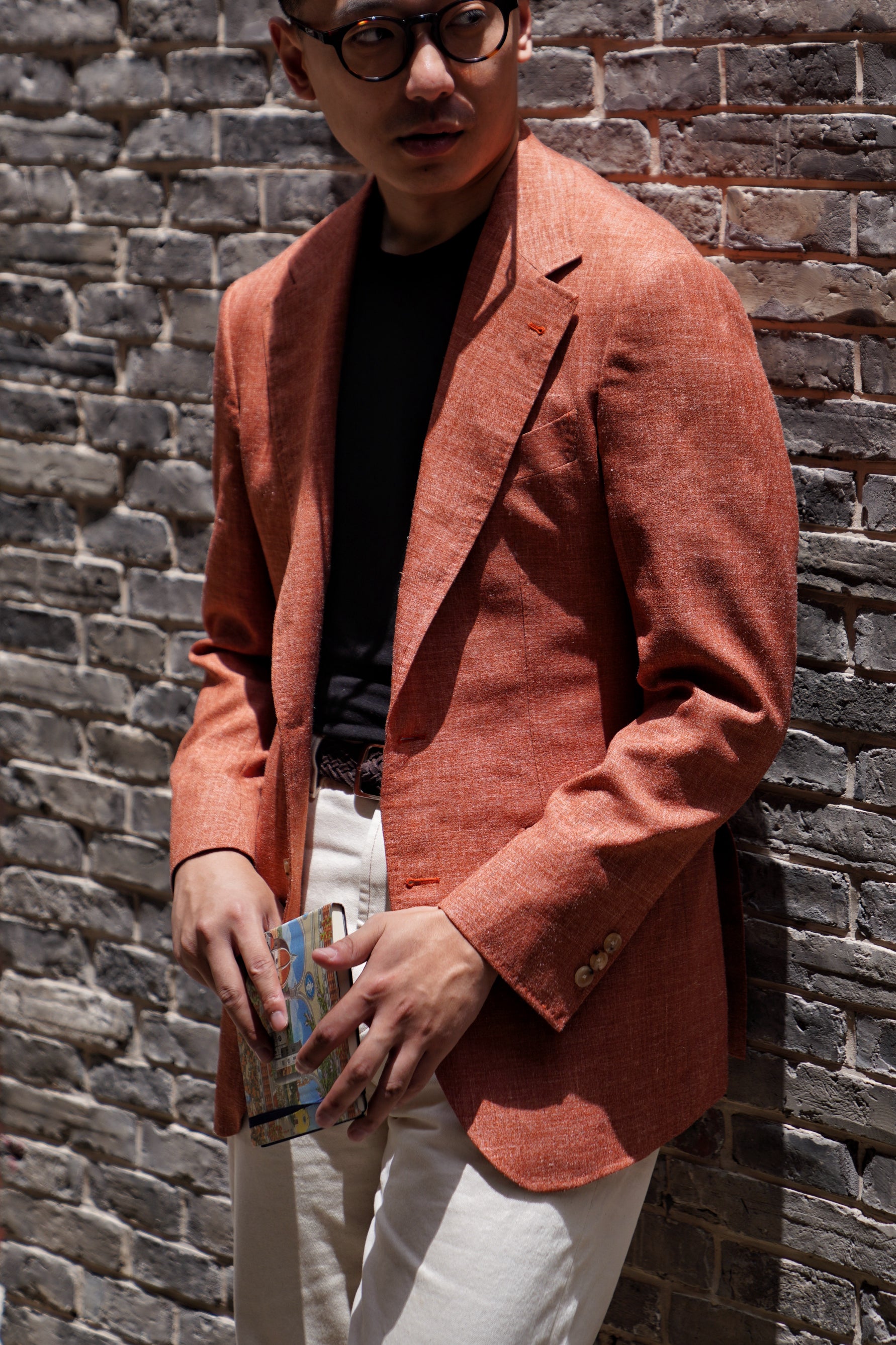 MTO Tangerine Melange Wool Silk Nettle Jacket #808