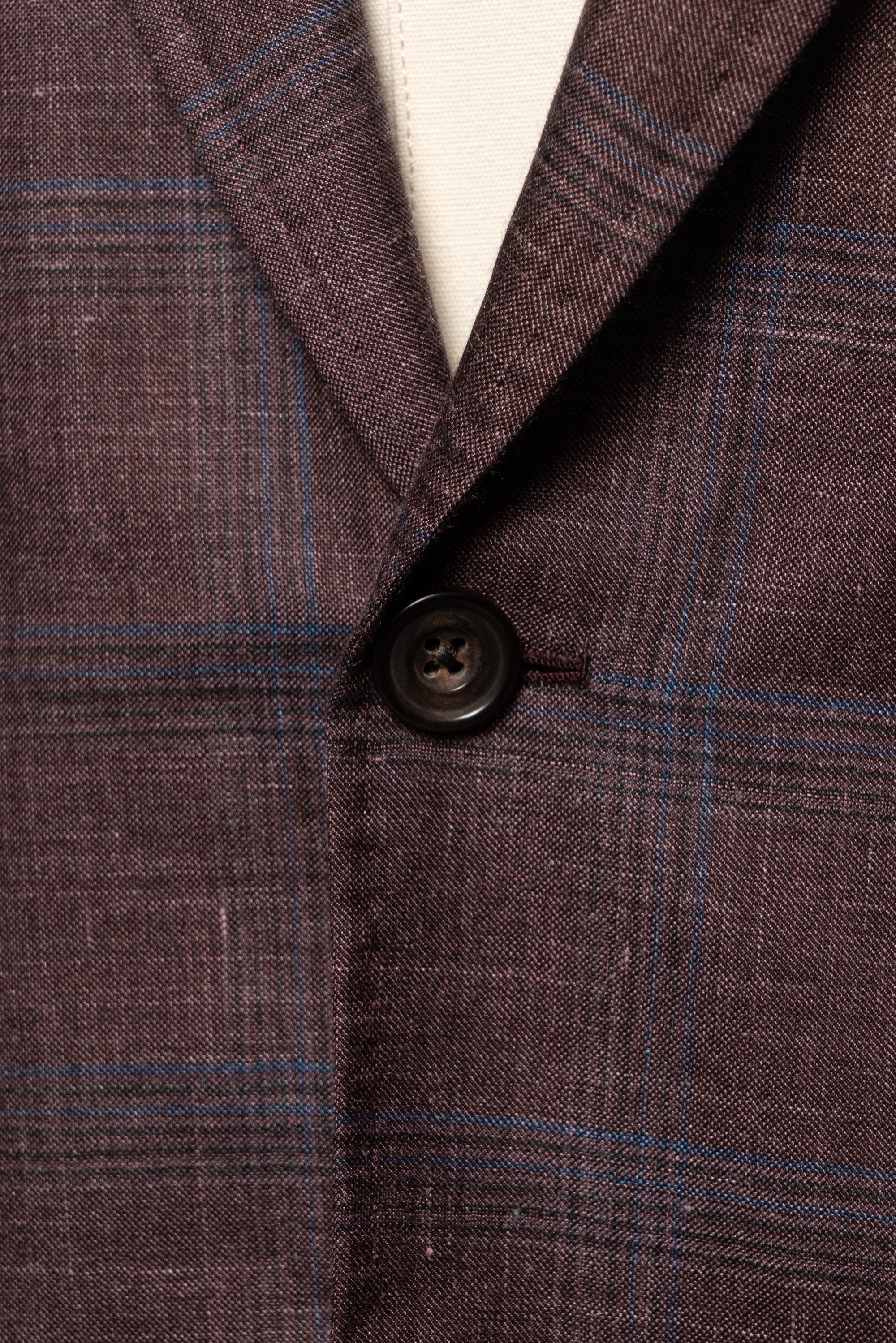 MTO Burgundy Overcheck Wool Silk Cashmere Linen Jacket #771