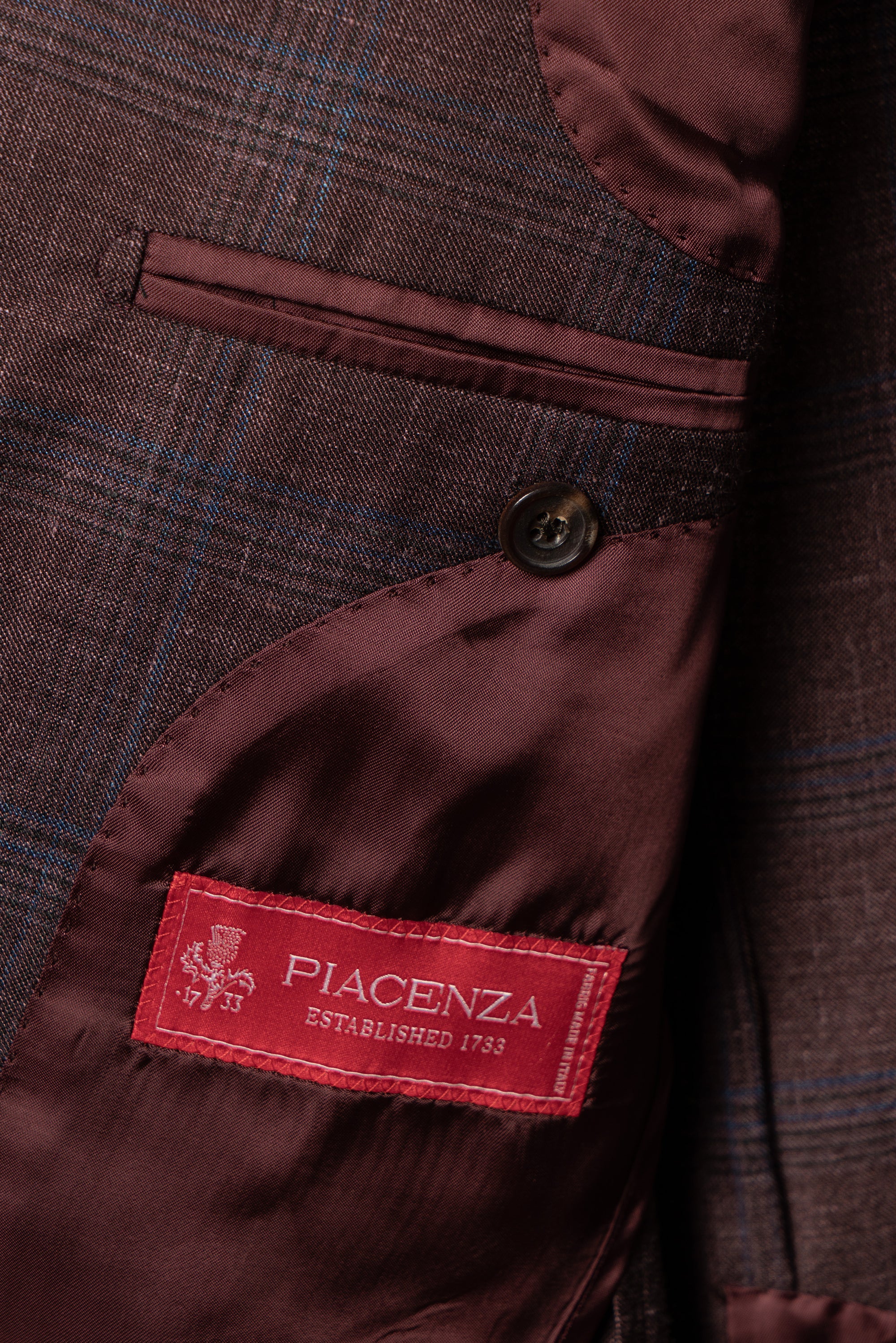 MTO Burgundy Overcheck Wool Silk Cashmere Linen Jacket #771