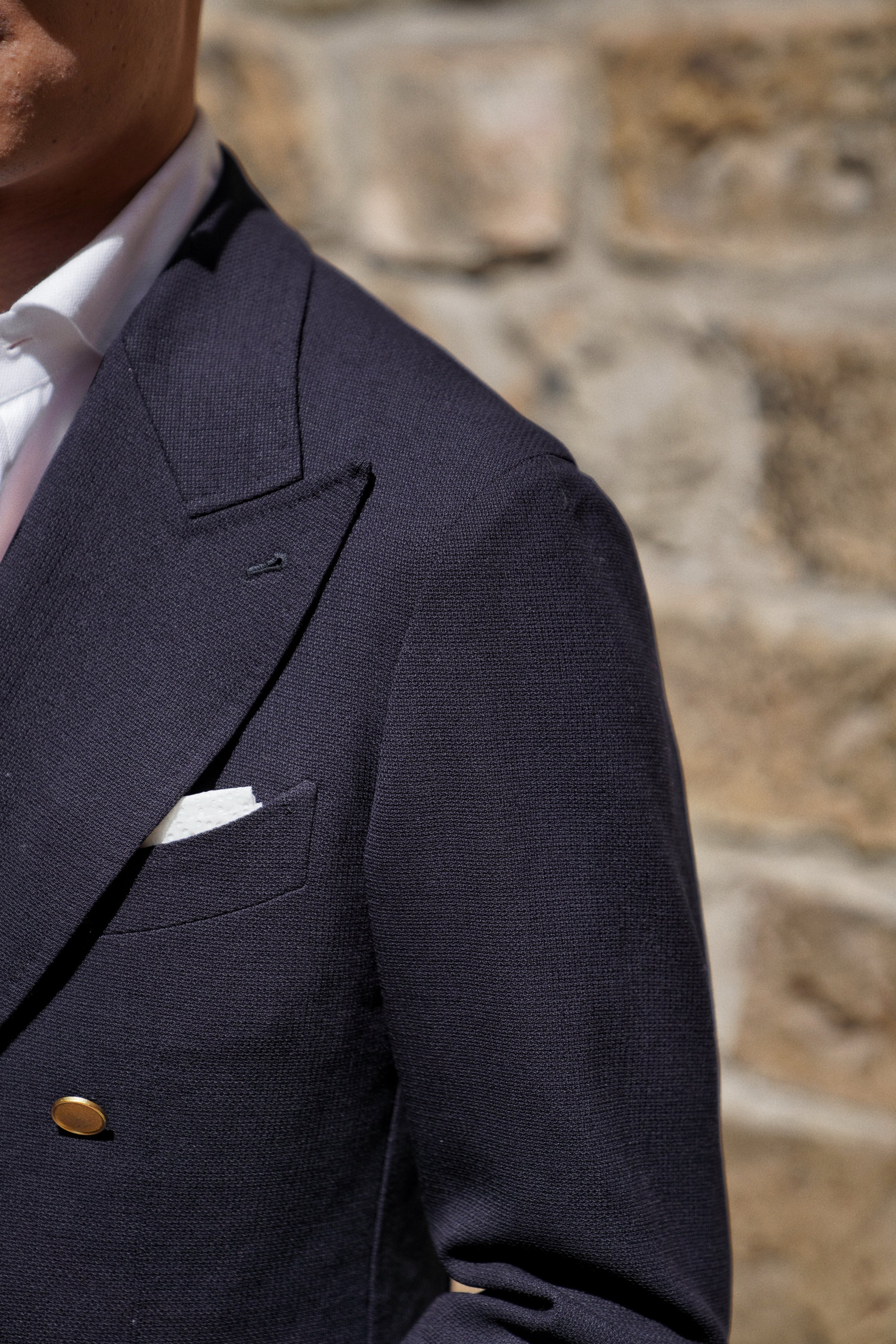 Navy Wool Mock Leno Blazer #468