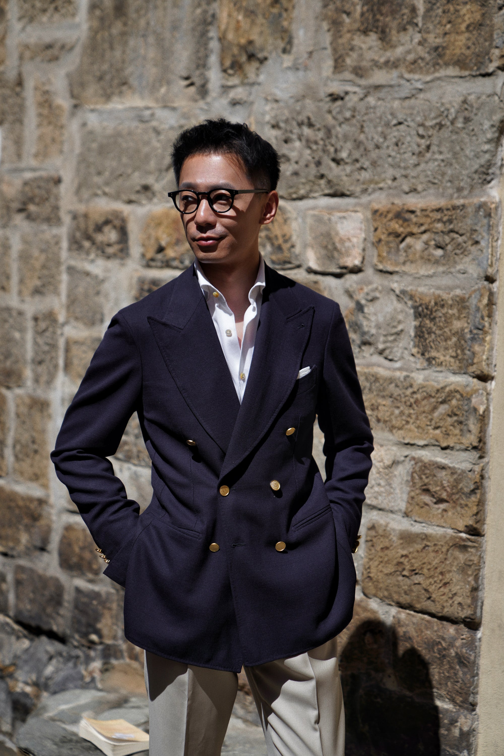 Navy Wool Mock Leno Blazer #468