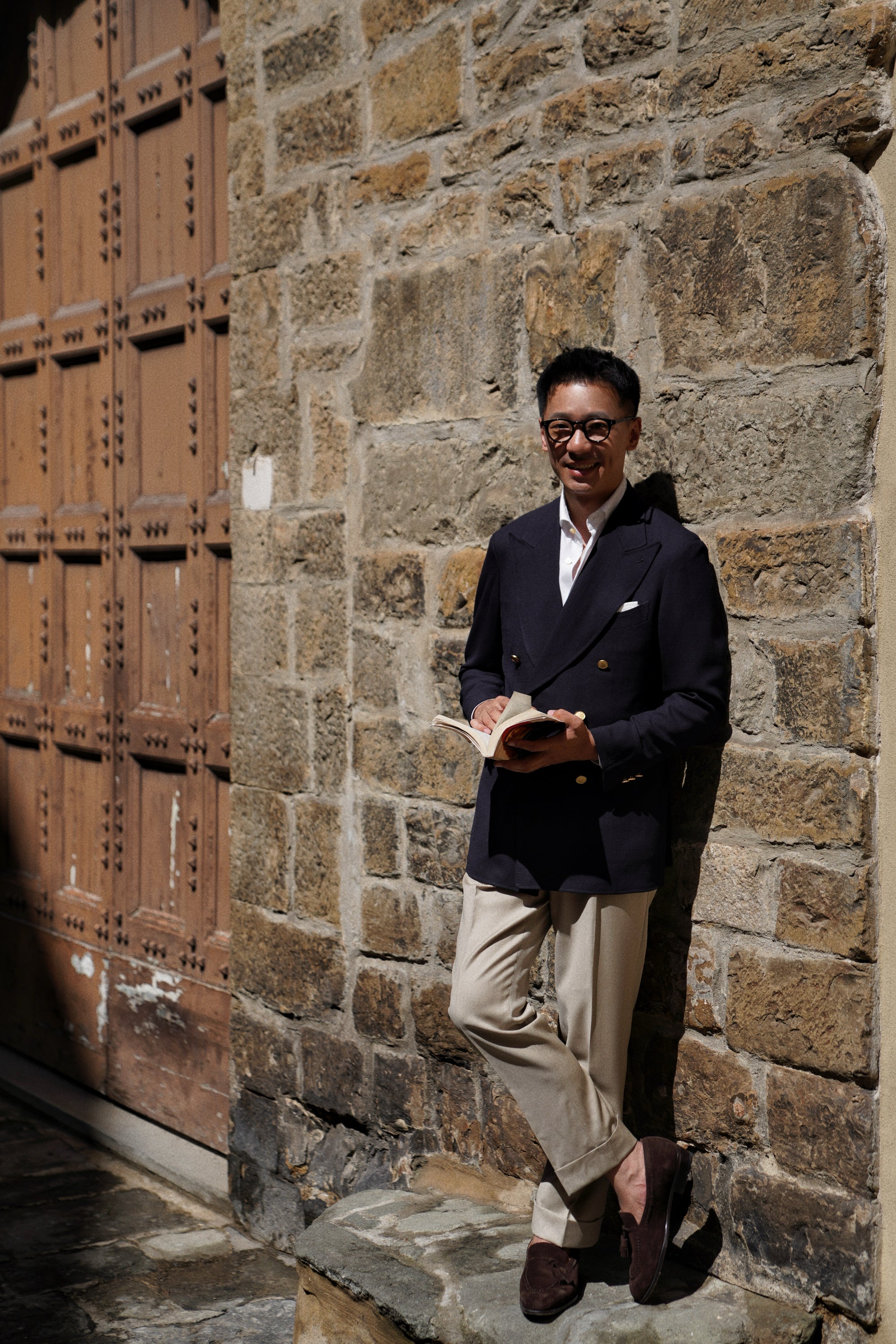 Navy Wool Mock Leno Blazer #468