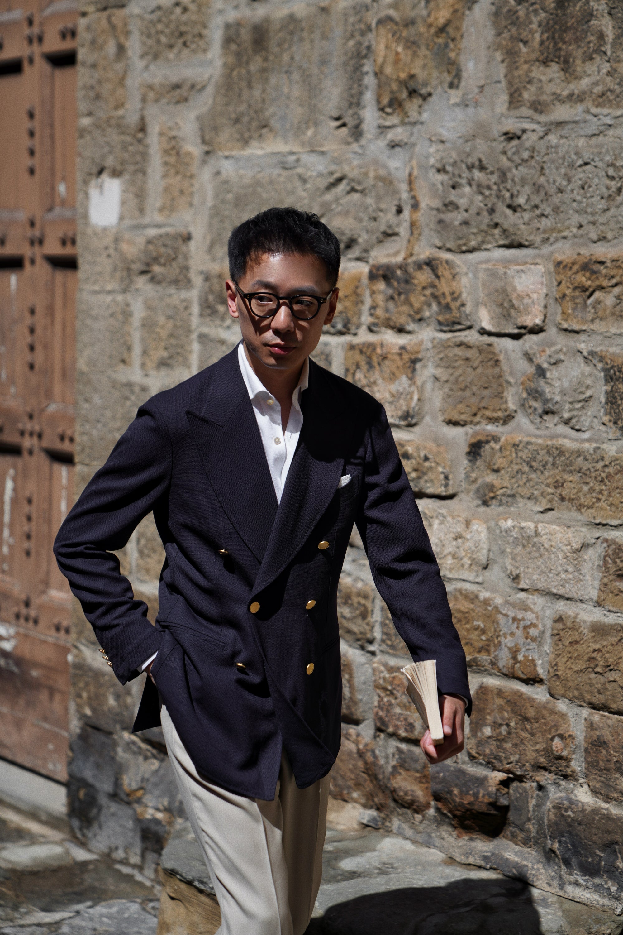 Navy Wool Mock Leno Blazer #468