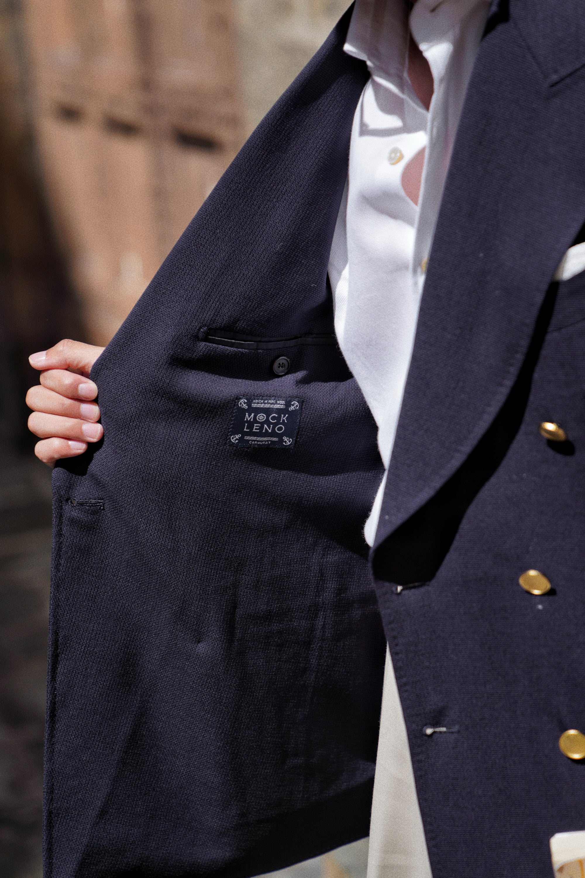 Navy Wool Mock Leno Blazer #468