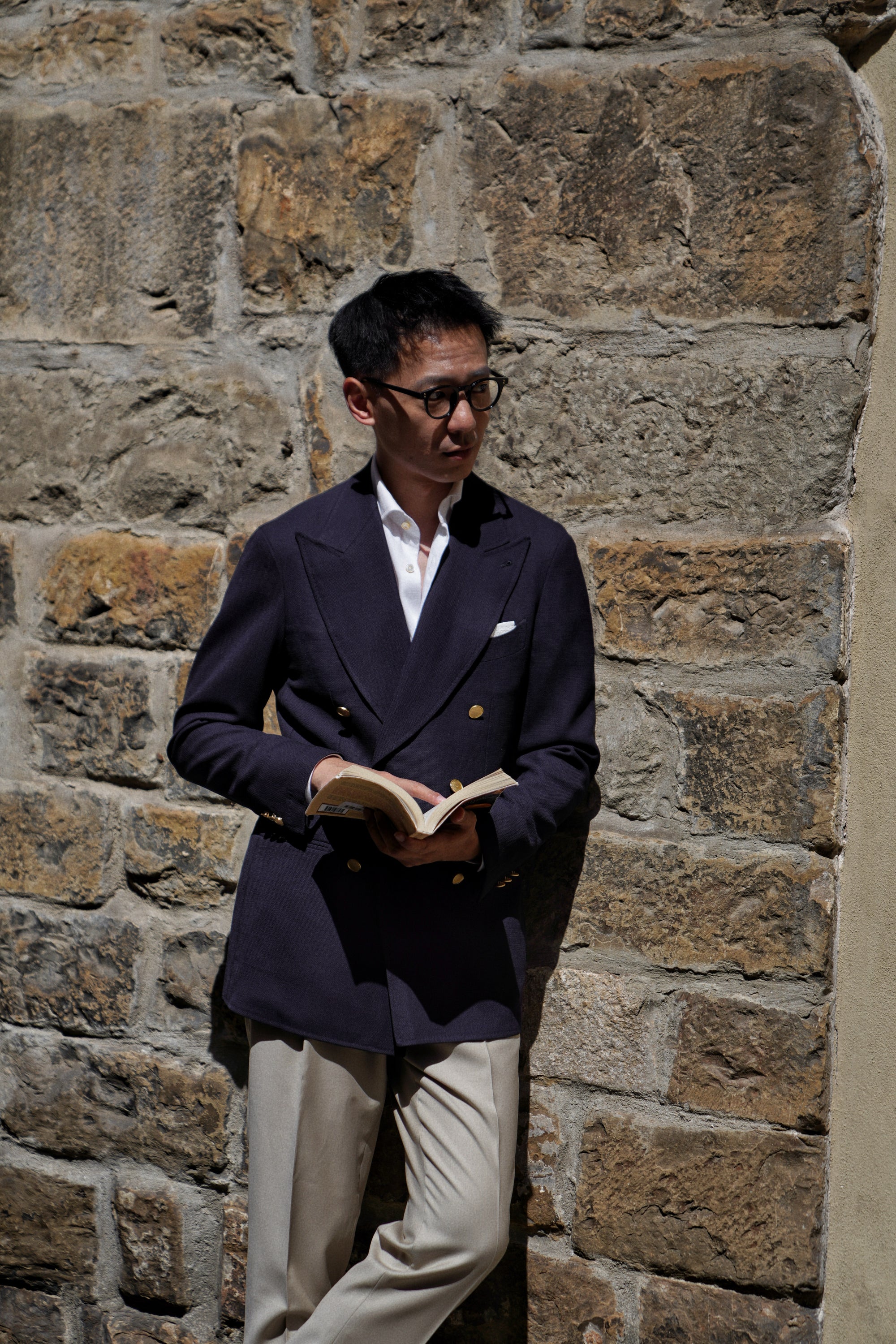 Navy Wool Mock Leno Blazer #468