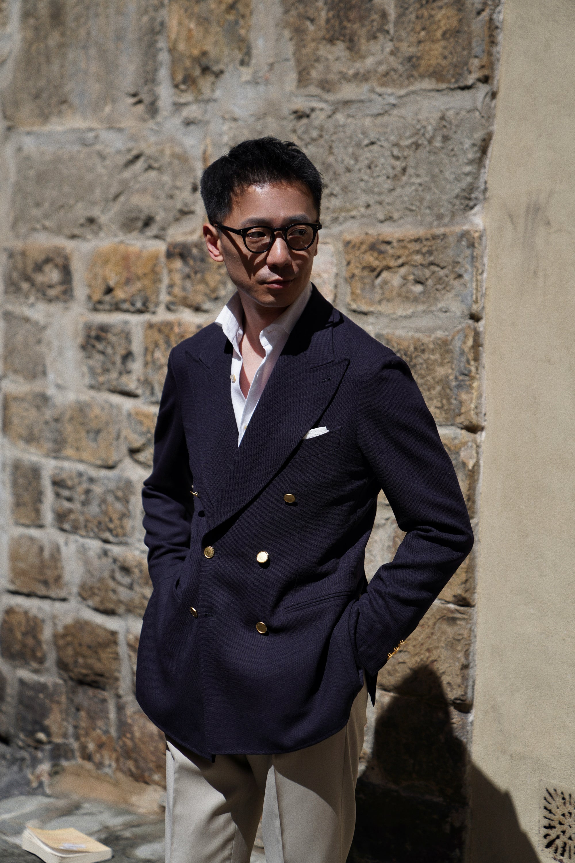 Navy Wool Mock Leno Blazer #468