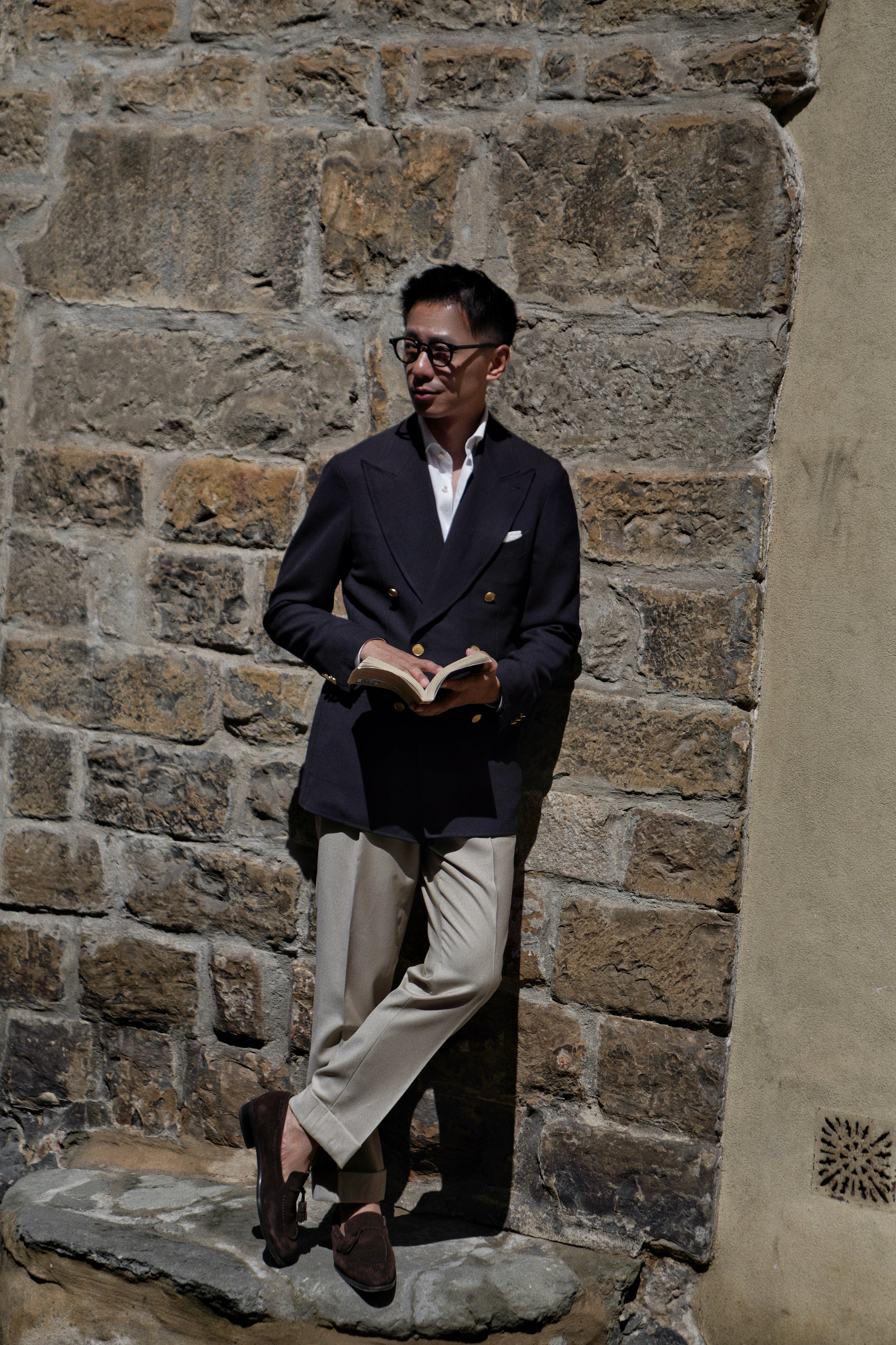 Navy Wool Mock Leno Blazer #468