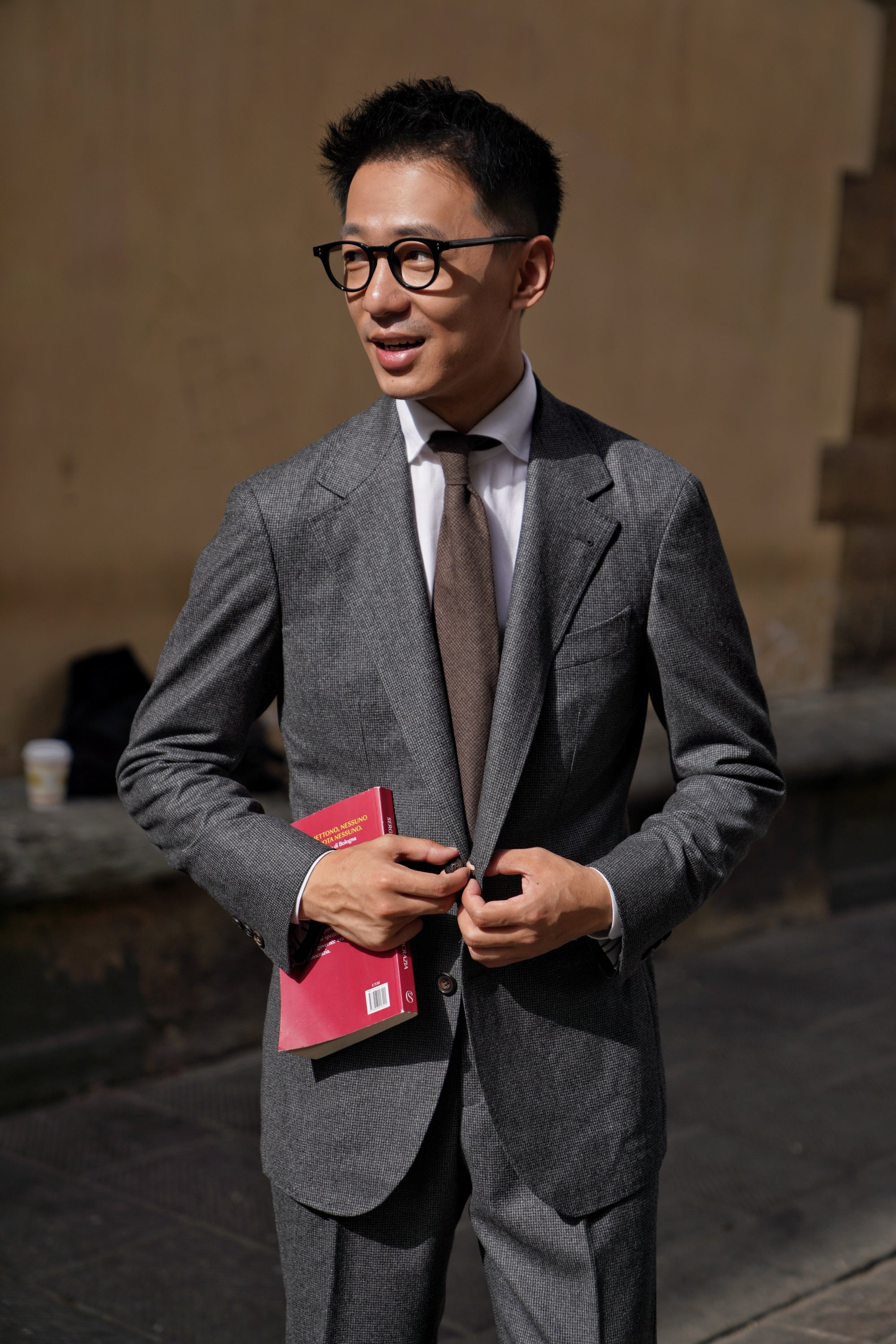MTO Dark Grey Houndstooth 130s Flannel Suit #505