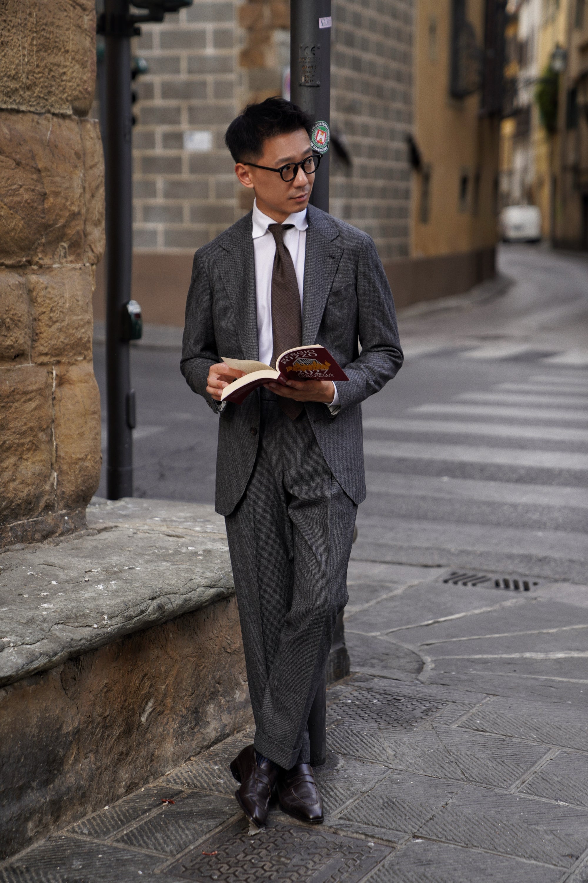 MTO Dark Grey Houndstooth 130s Flannel Suit #505