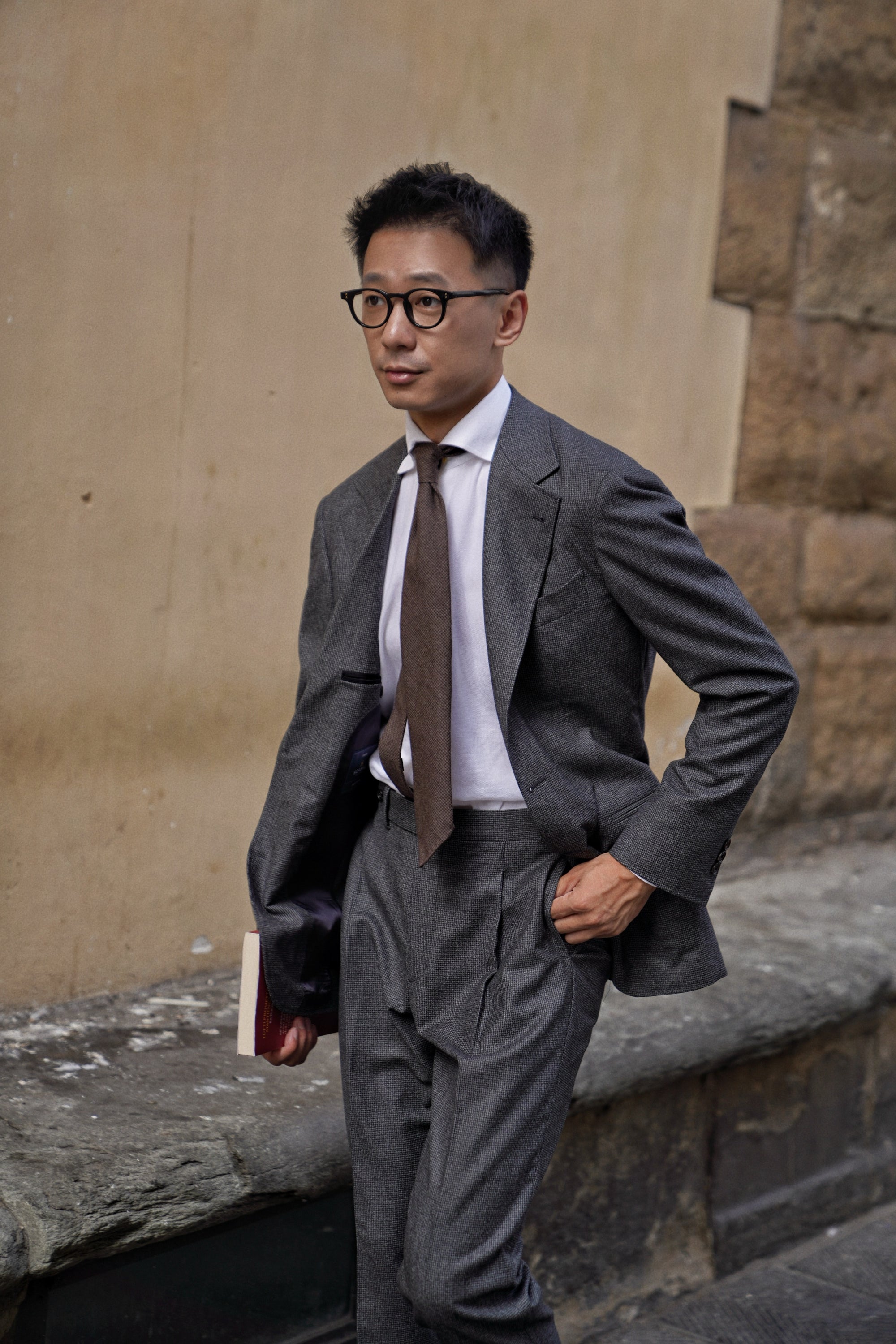 MTO Dark Grey Houndstooth 130s Flannel Suit #505